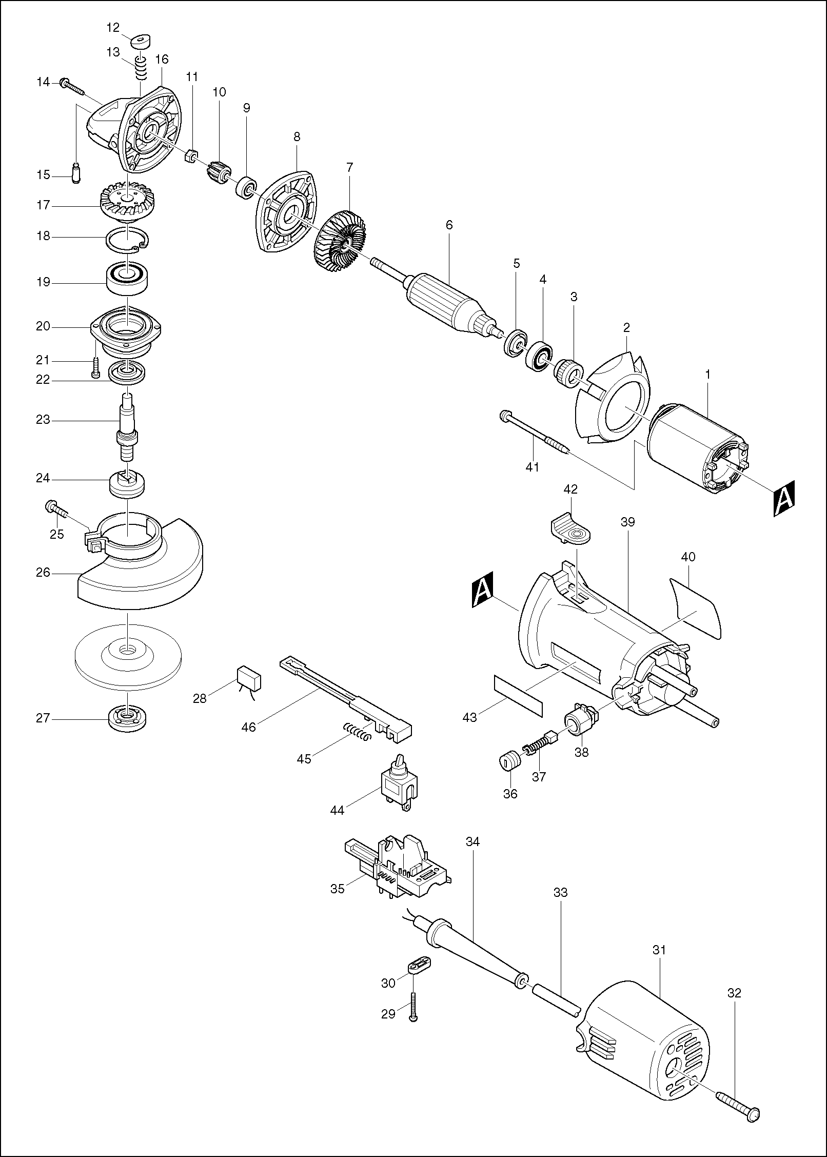 Makita 9522NB parts diagram, sheet 1