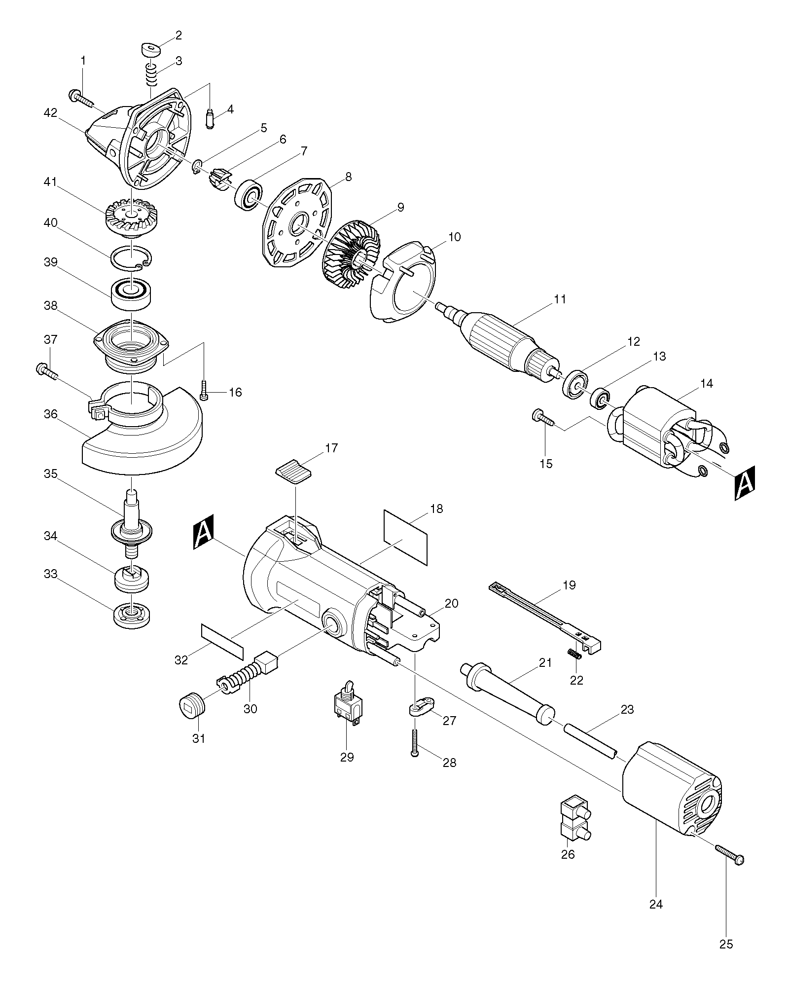 Makita 9525NB parts diagram, sheet 1