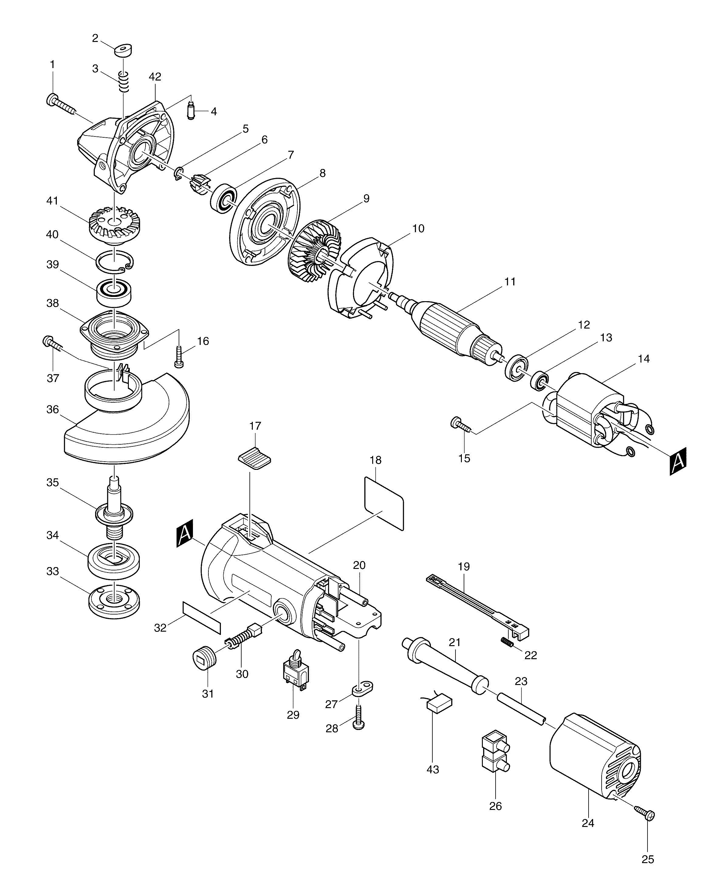 Makita 9527NB parts diagram, sheet 1