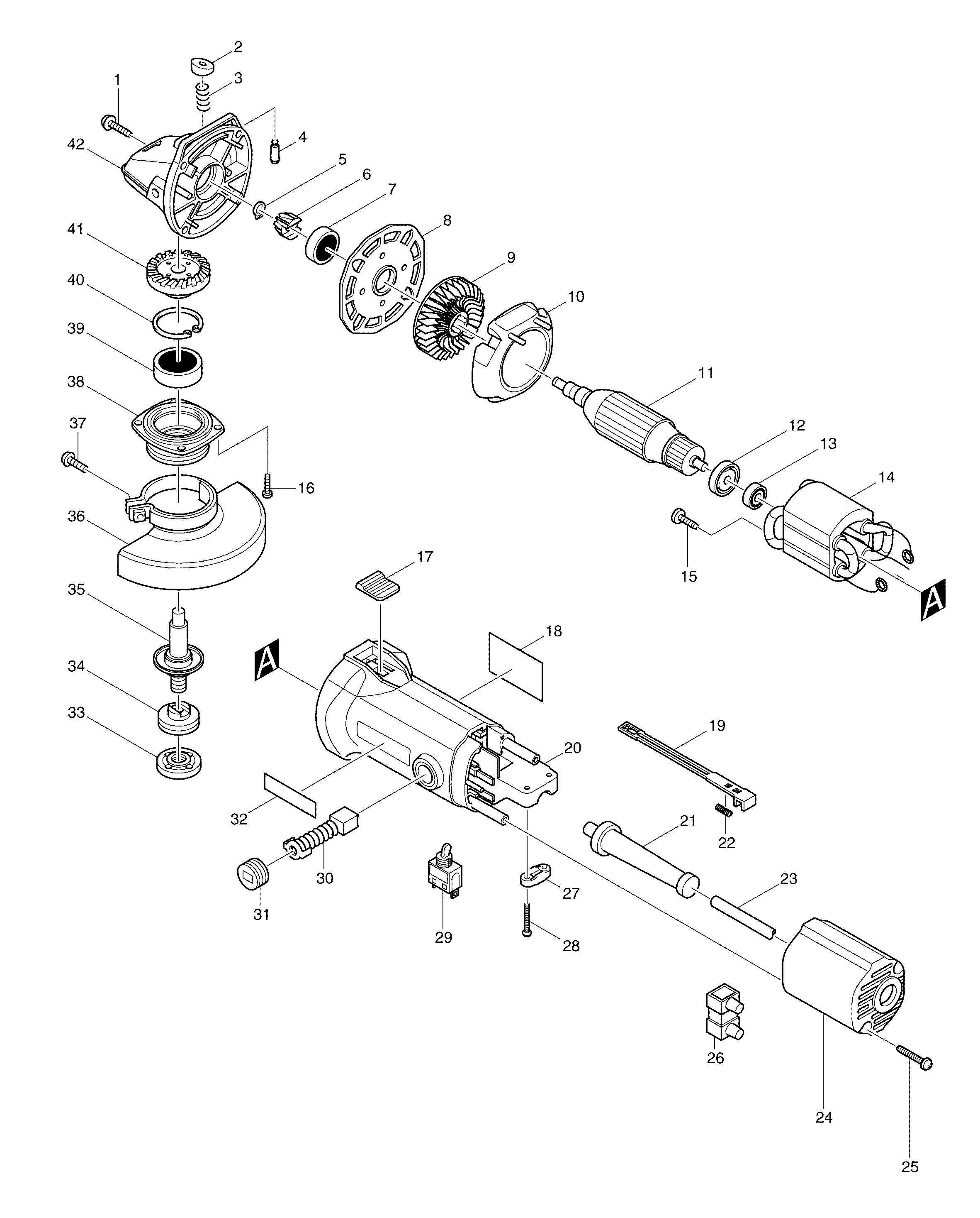 Makita 9528NB parts diagram, sheet 1