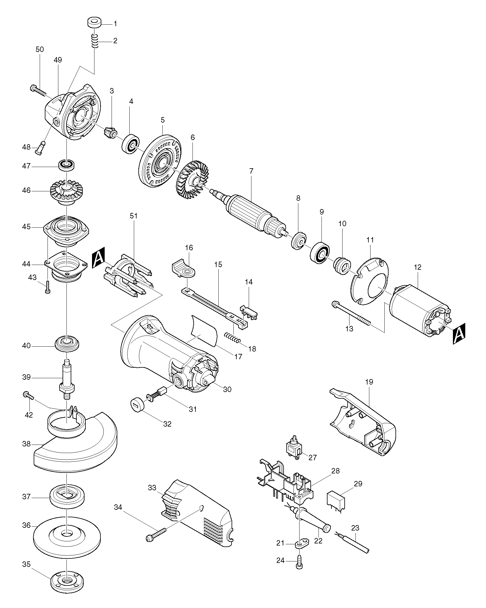 Makita 9541 parts diagram, sheet 1
