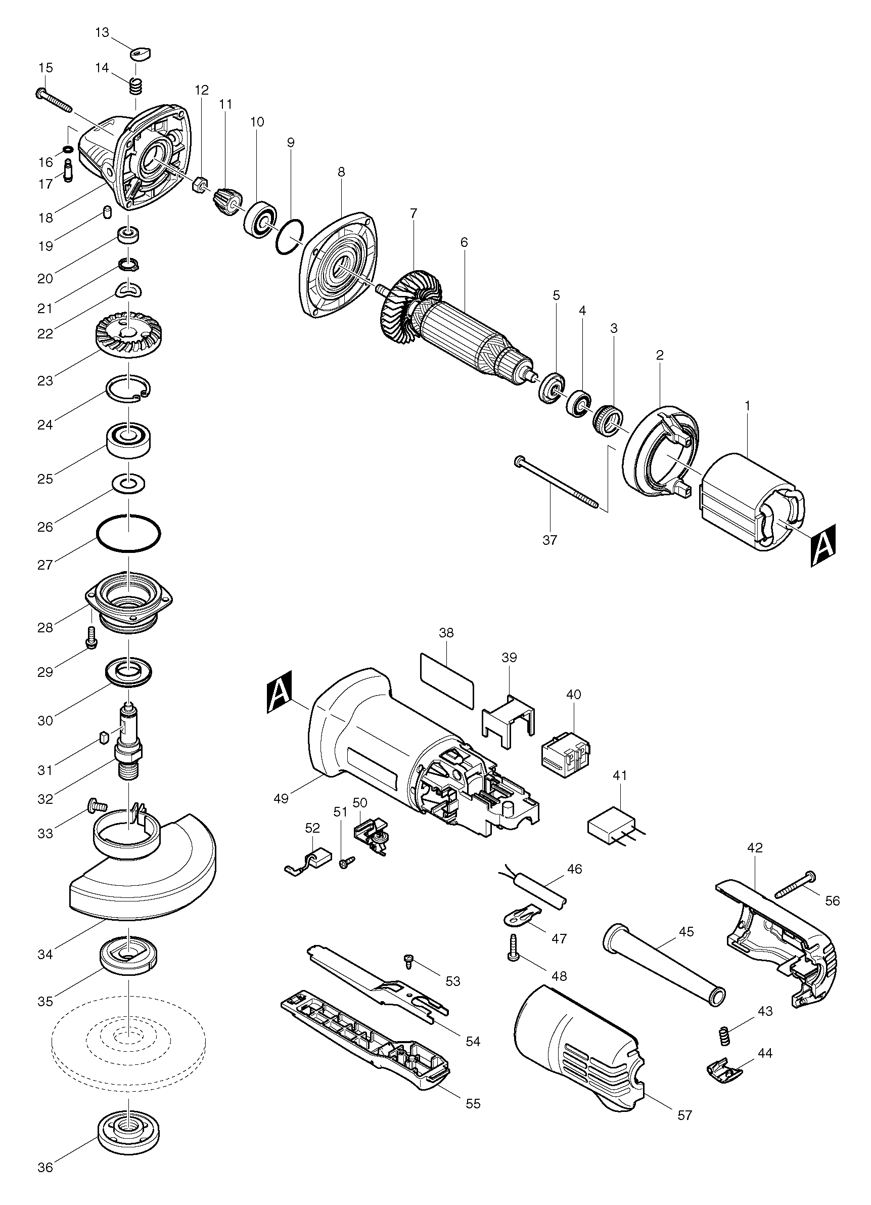 Makita 9558HP parts diagram, sheet 1