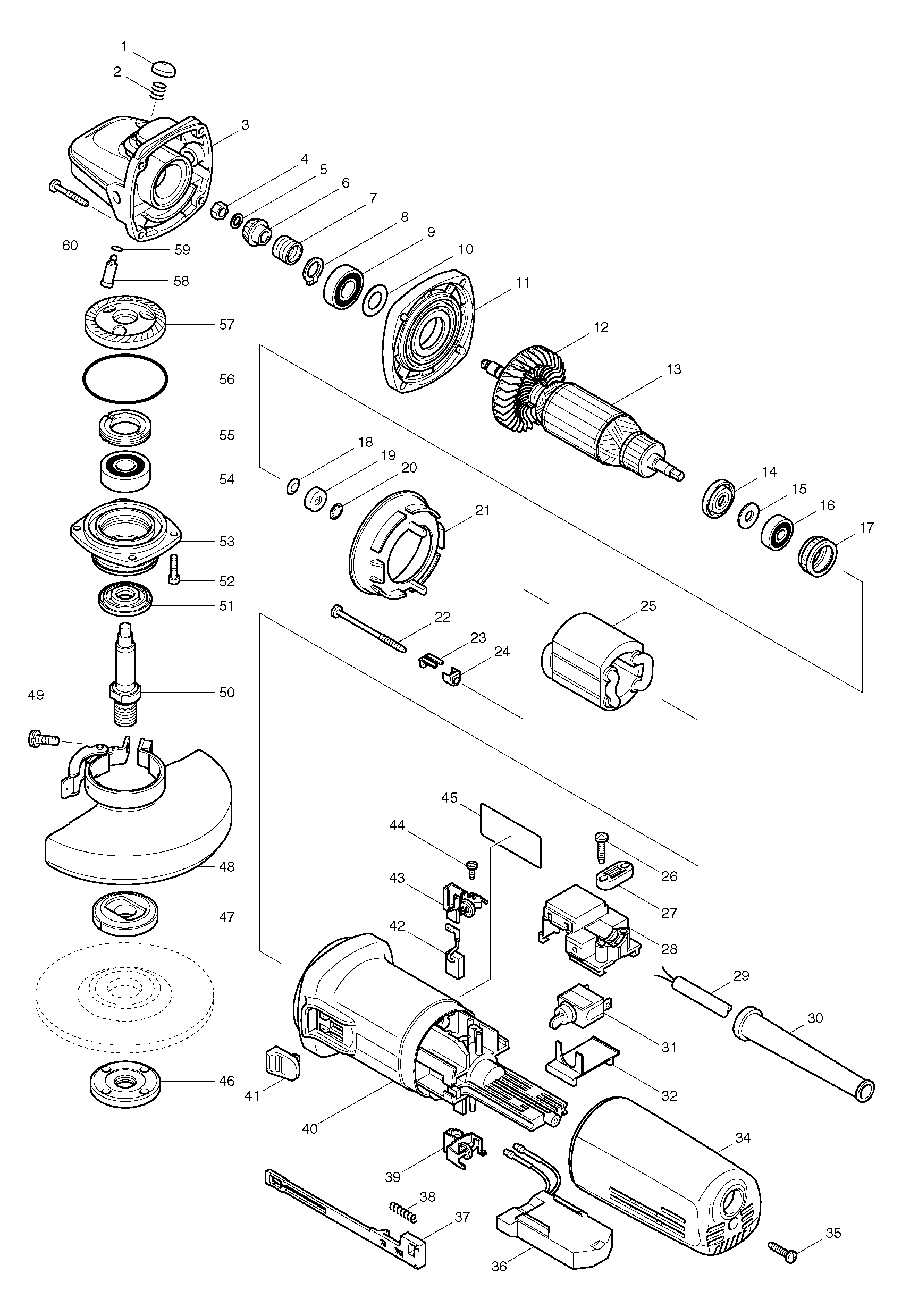 Makita 9562CH parts diagram, sheet 1