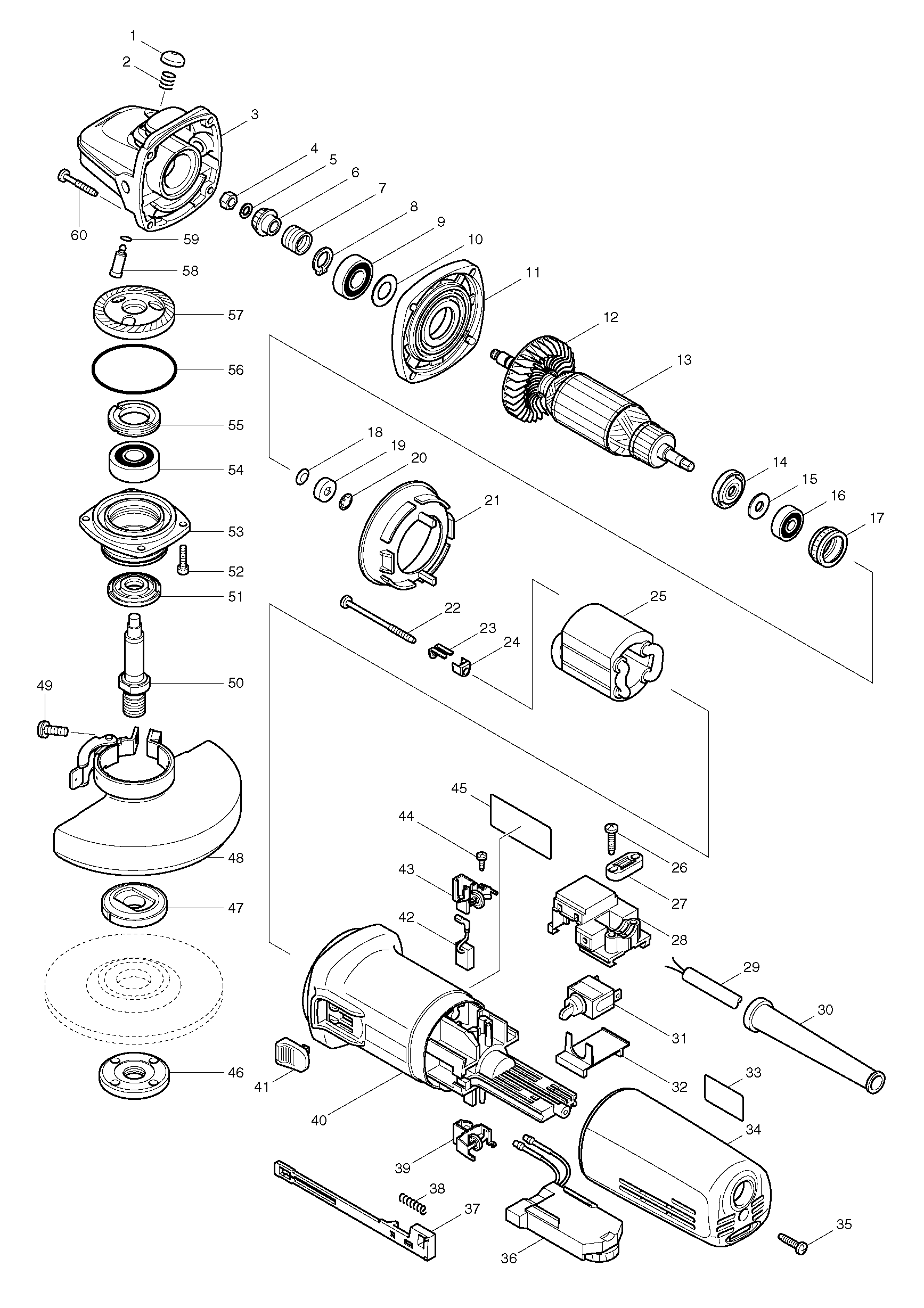 Makita 9562CVH parts diagram, sheet 1