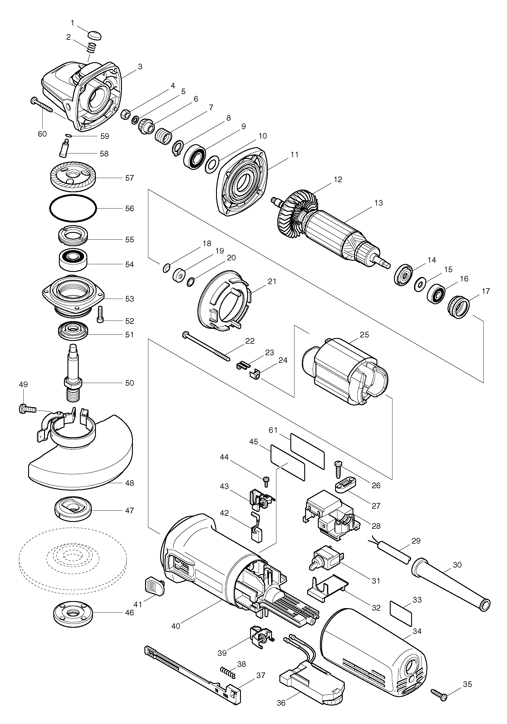 Makita 9565CVR parts diagram, sheet 1