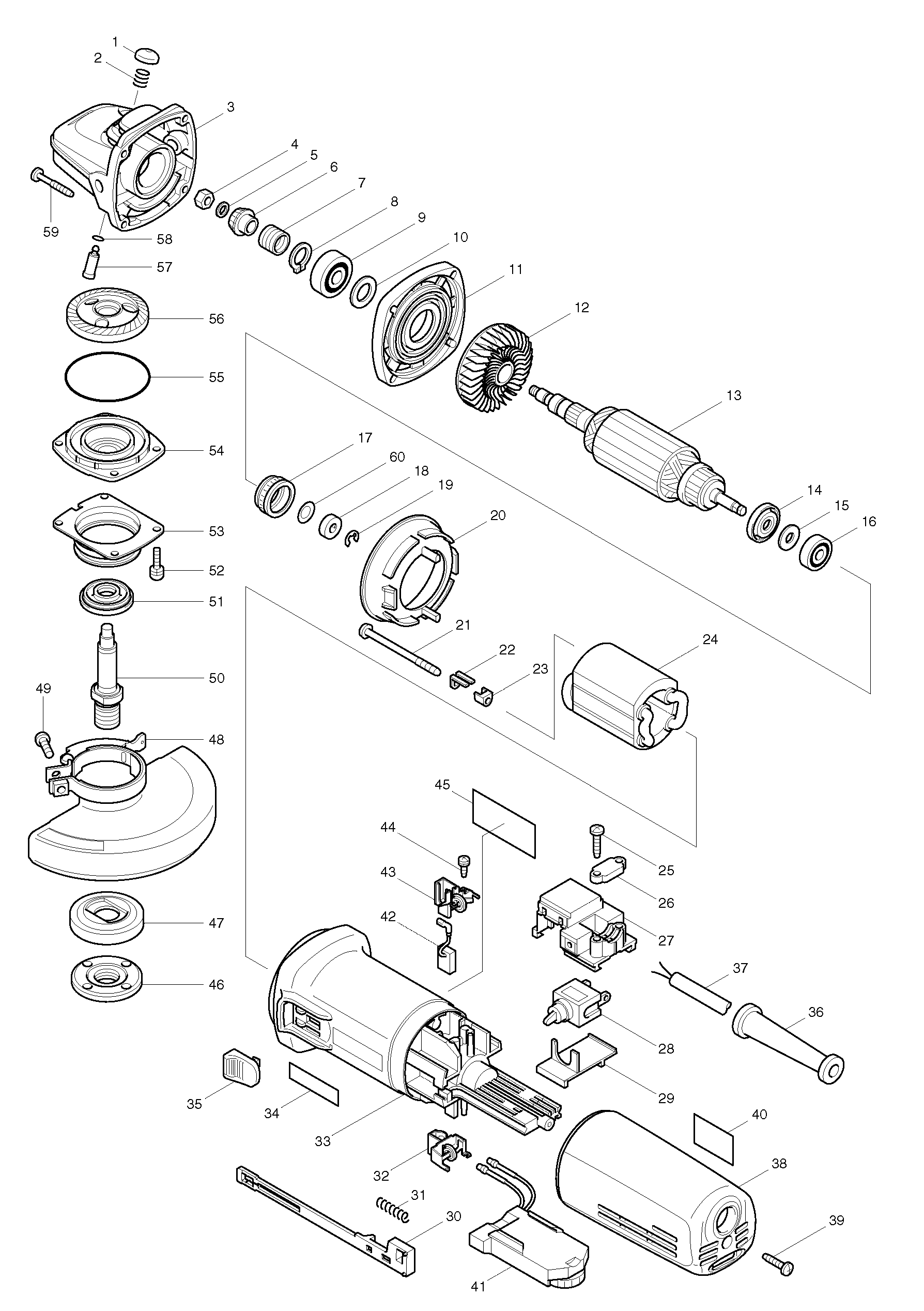 Makita 9565CV parts diagram, sheet 1