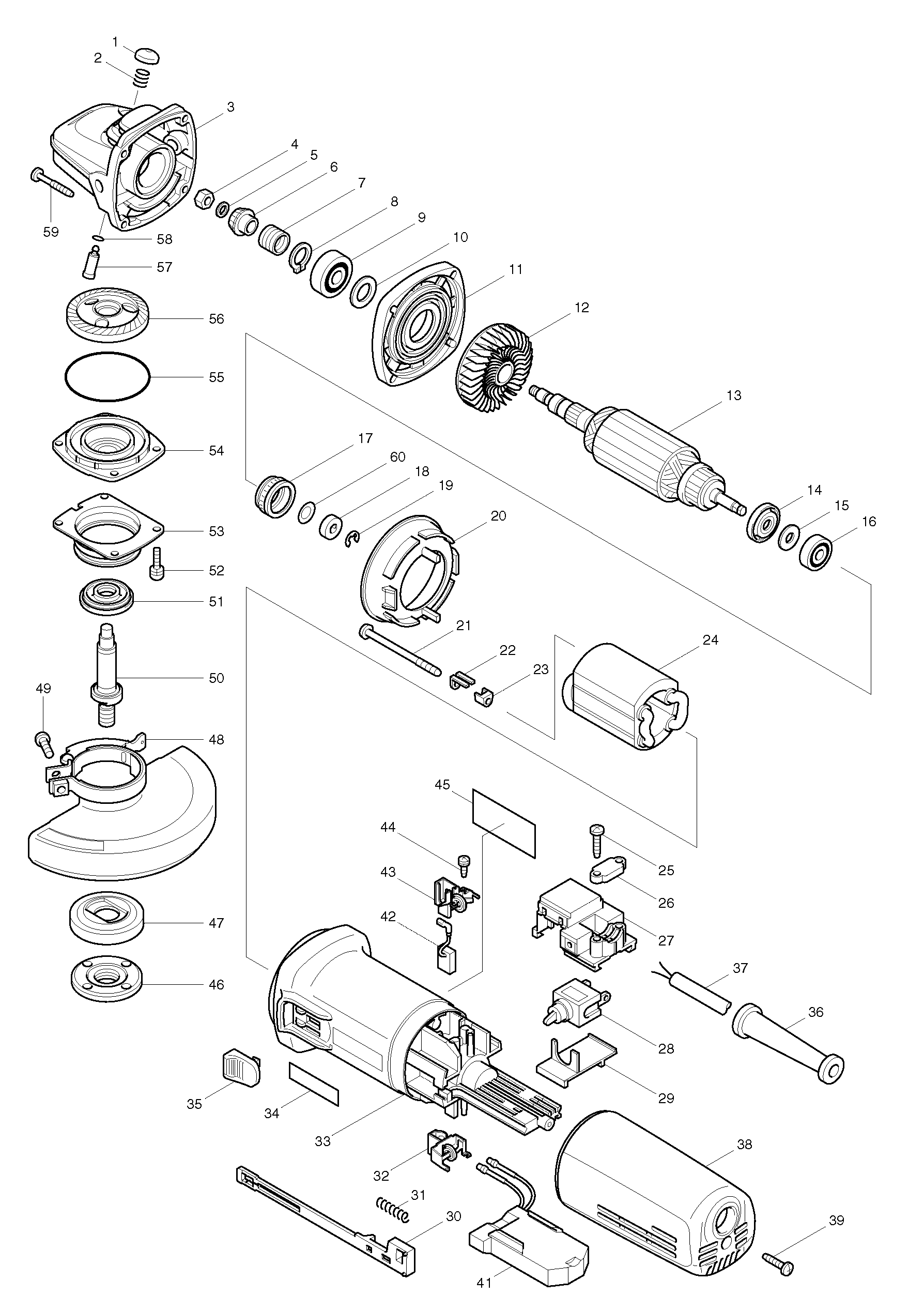 Makita 9565C parts diagram, sheet 1