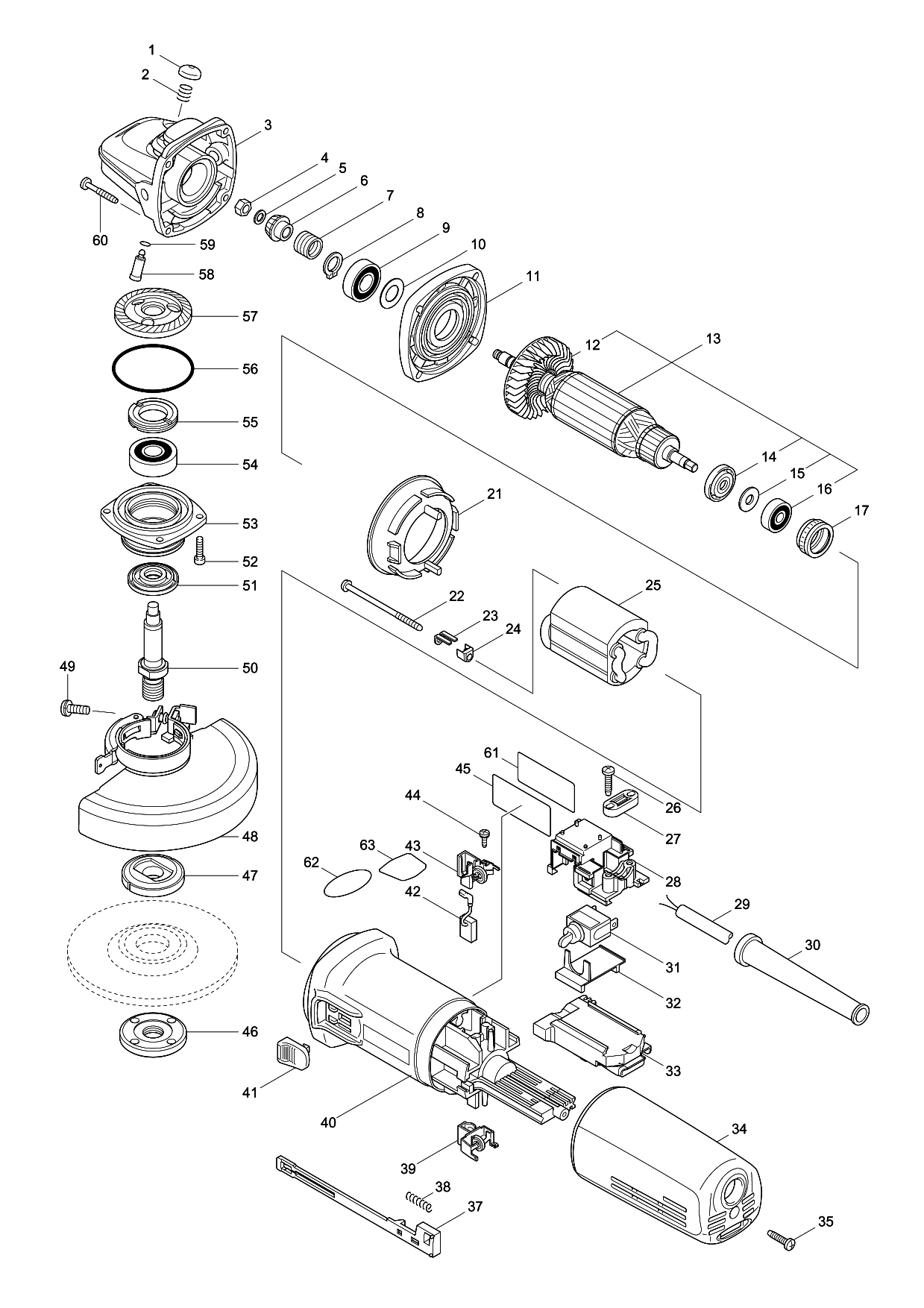 Makita 9565HR parts diagram, sheet 1