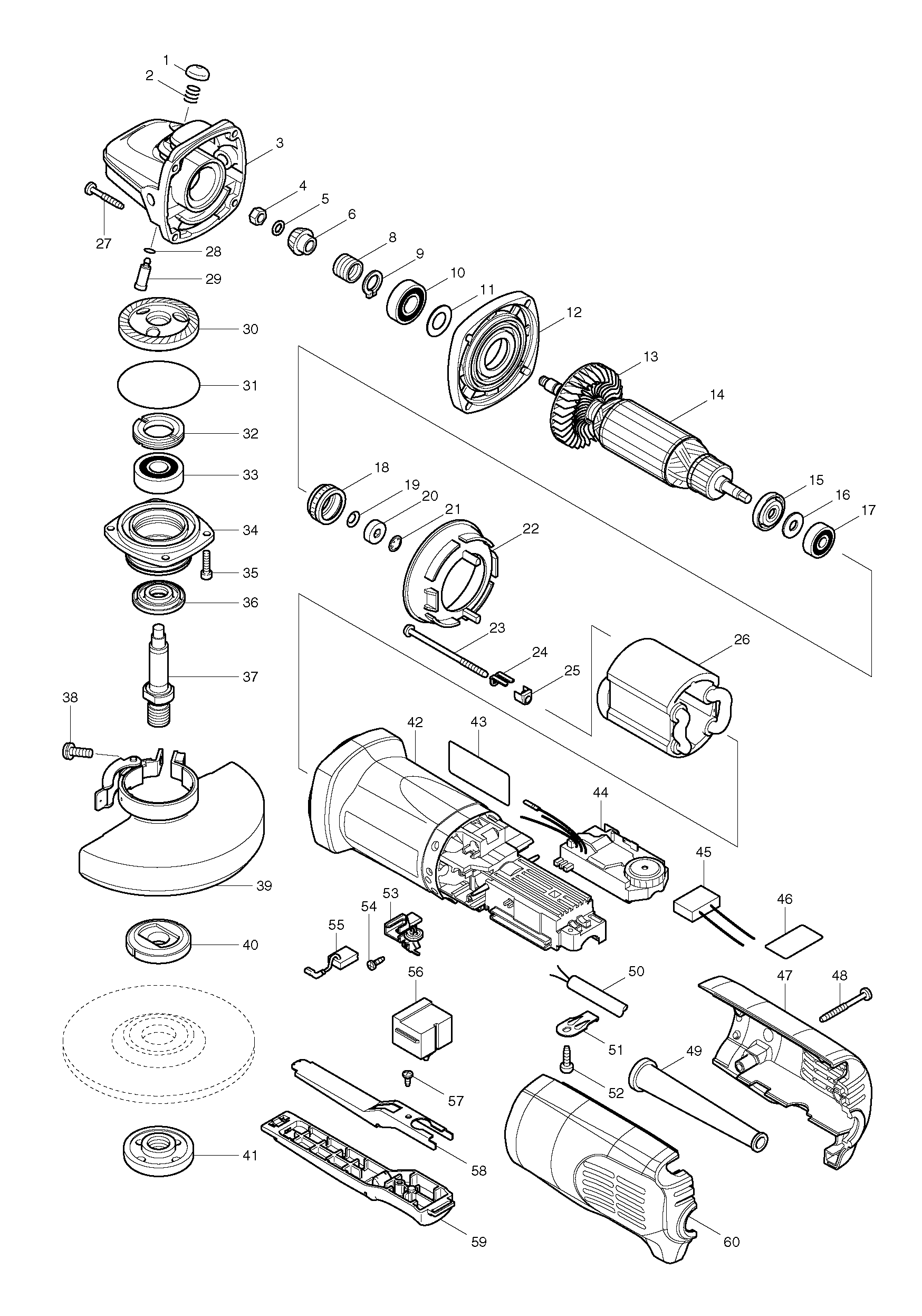 Makita 9565PCV parts diagram, sheet 1