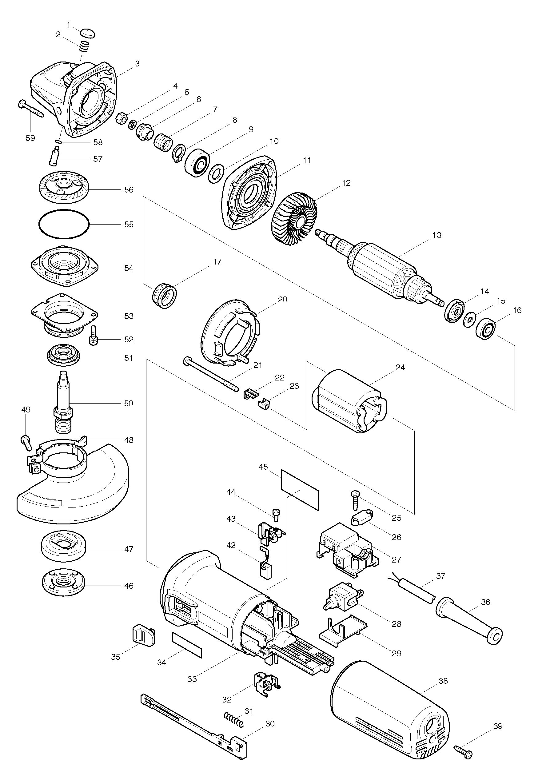 Makita 9565 parts diagram, sheet 1