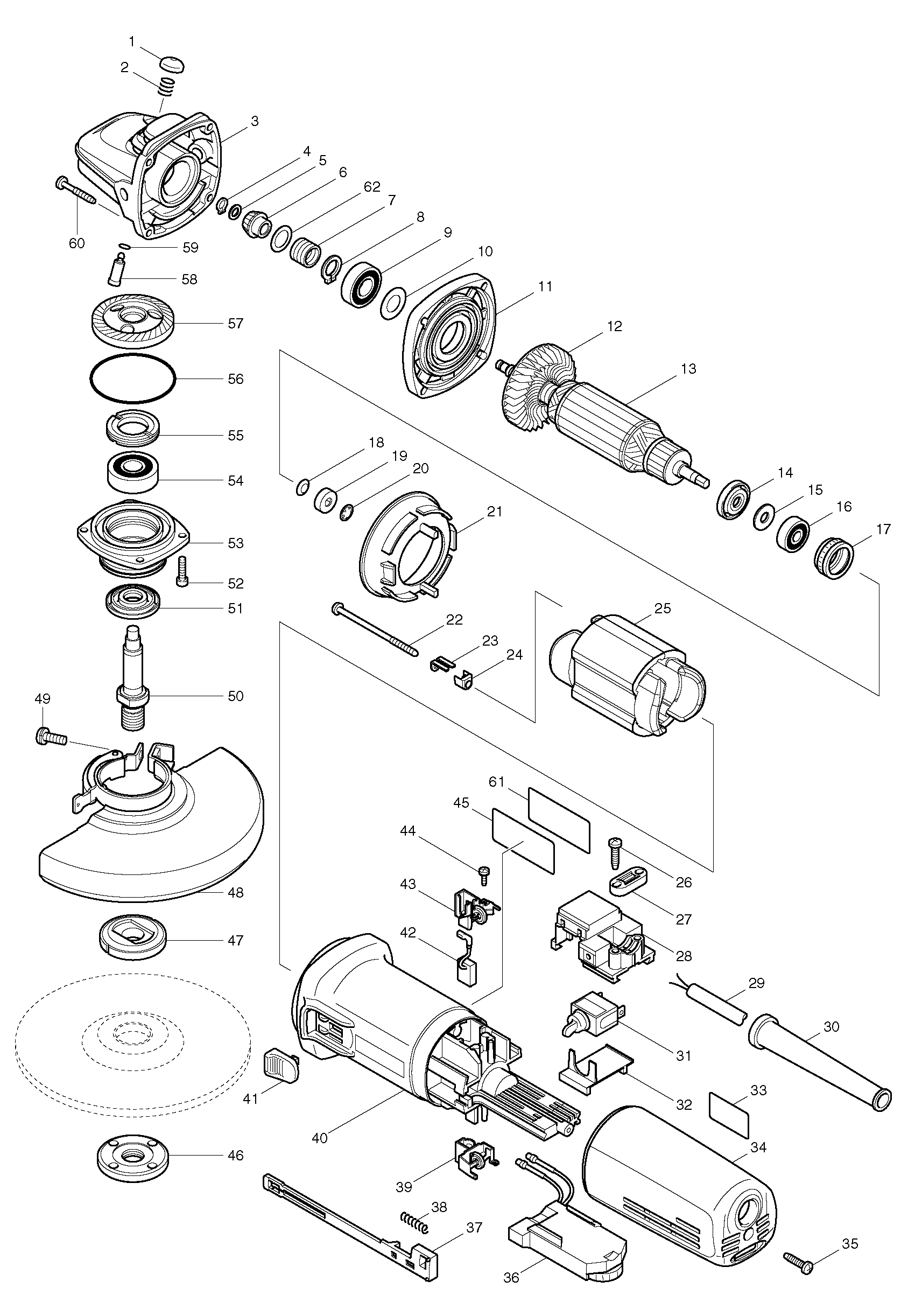 Makita 9566CVR parts diagram, sheet 1