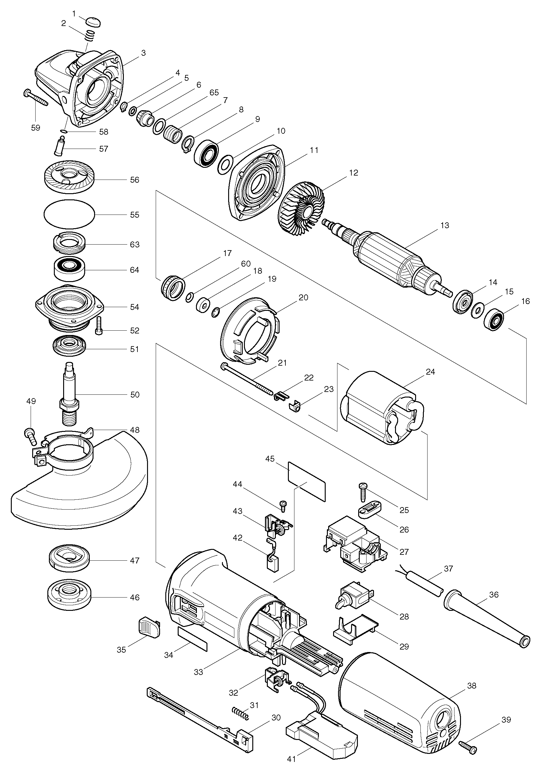 Makita 9566C parts diagram, sheet 1