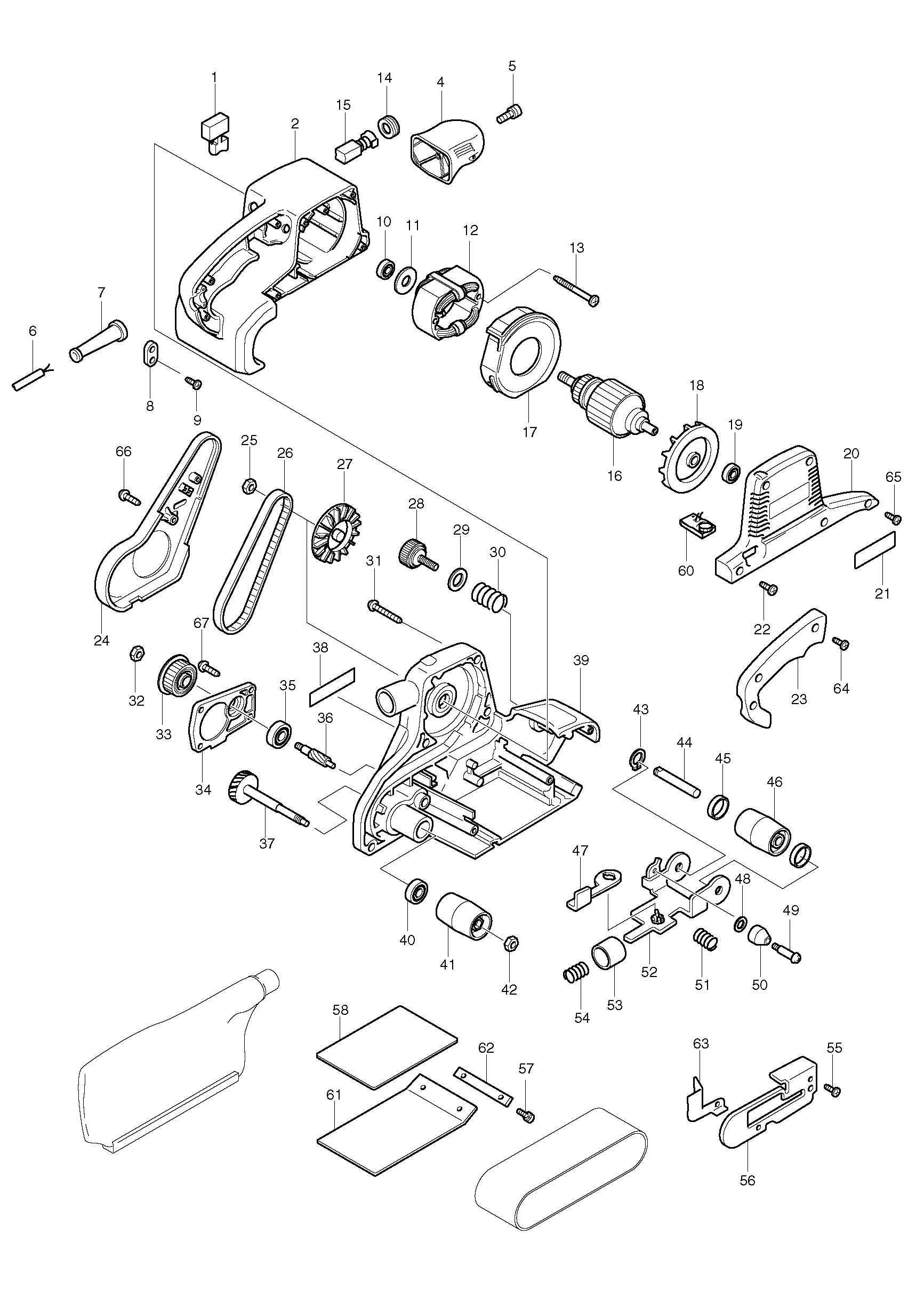 Makita 9903 parts diagram, sheet 1
