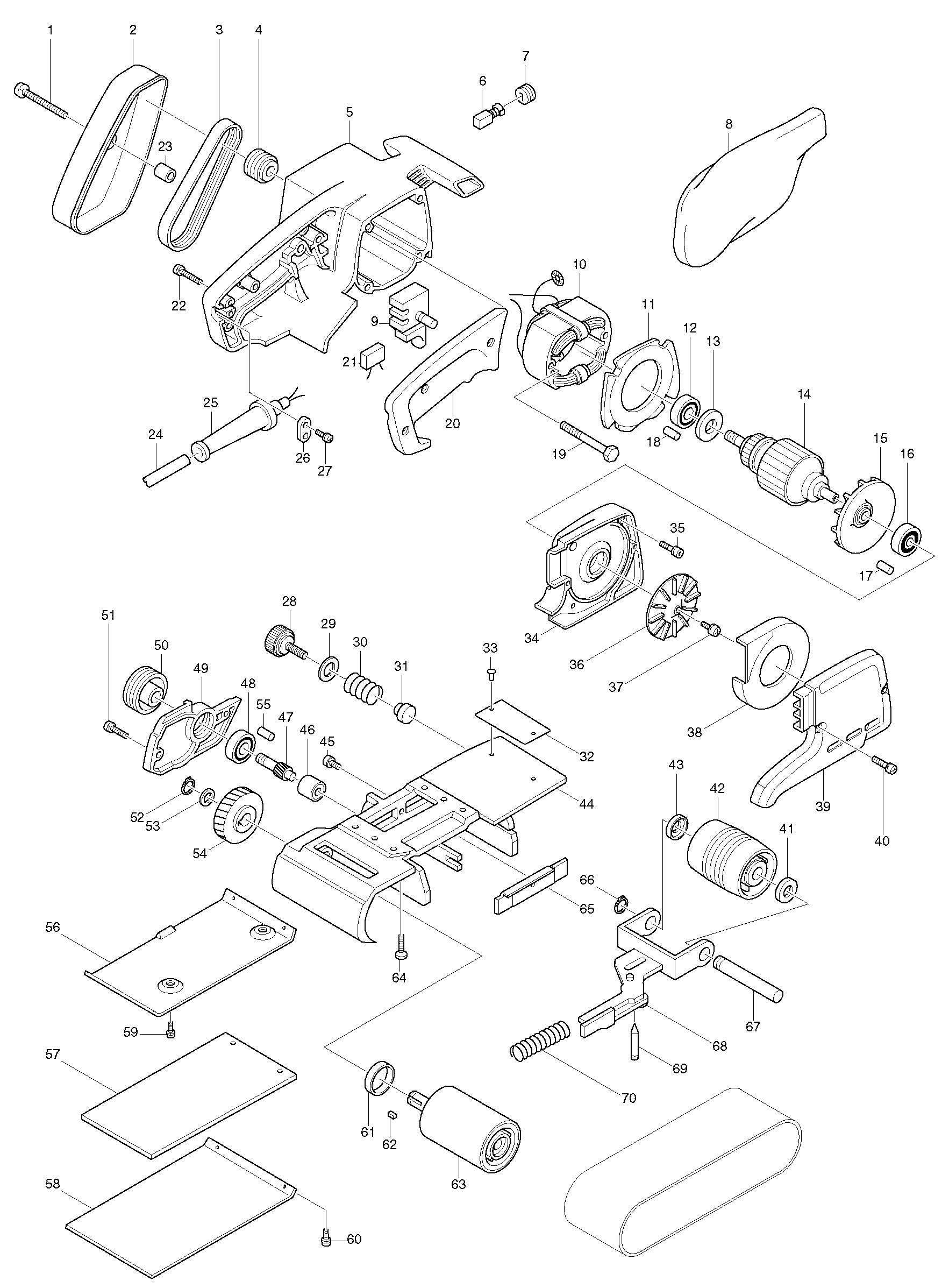 Makita 9924DB parts diagram, sheet 1