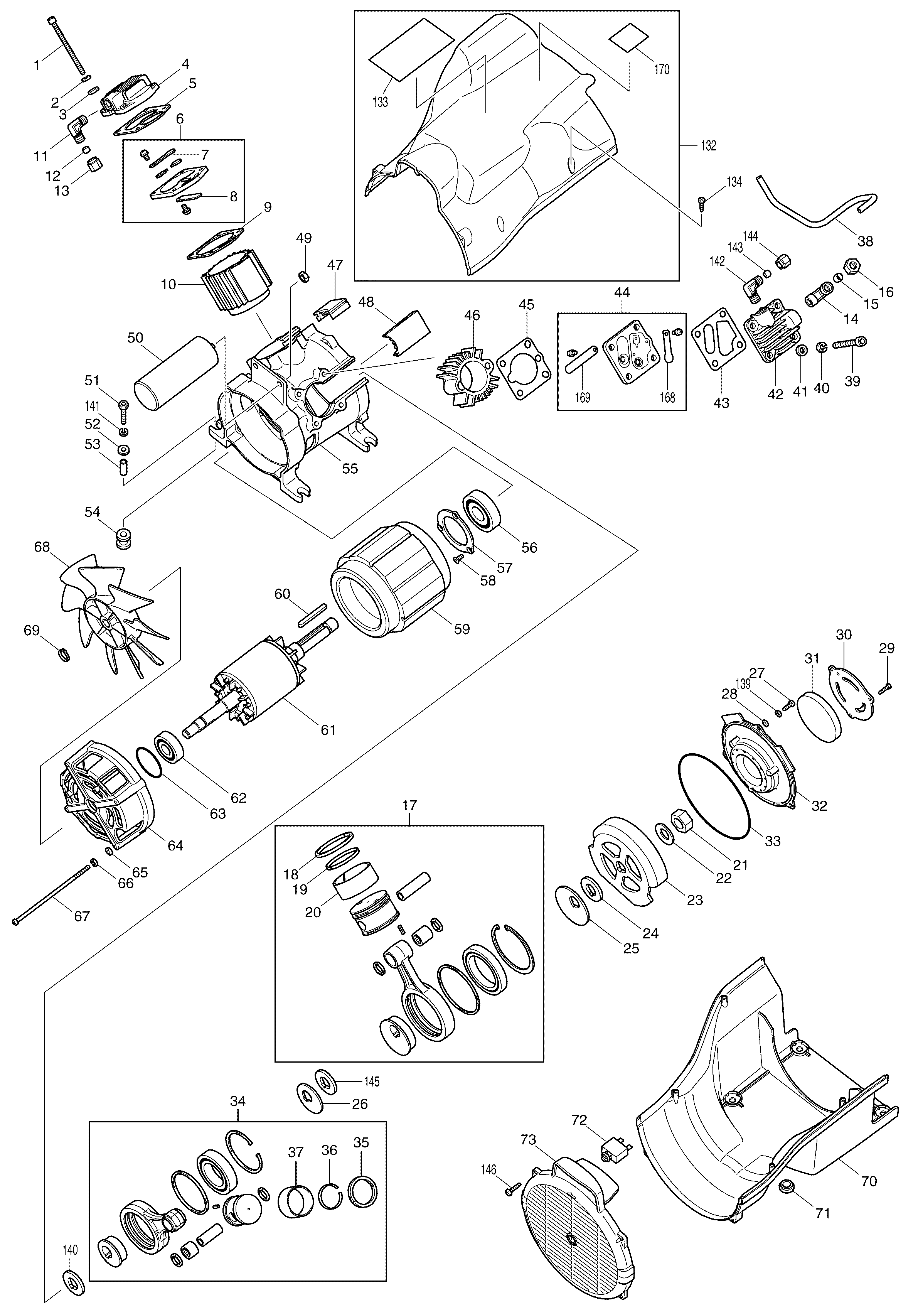 Makita AC310H parts diagram, sheet 1