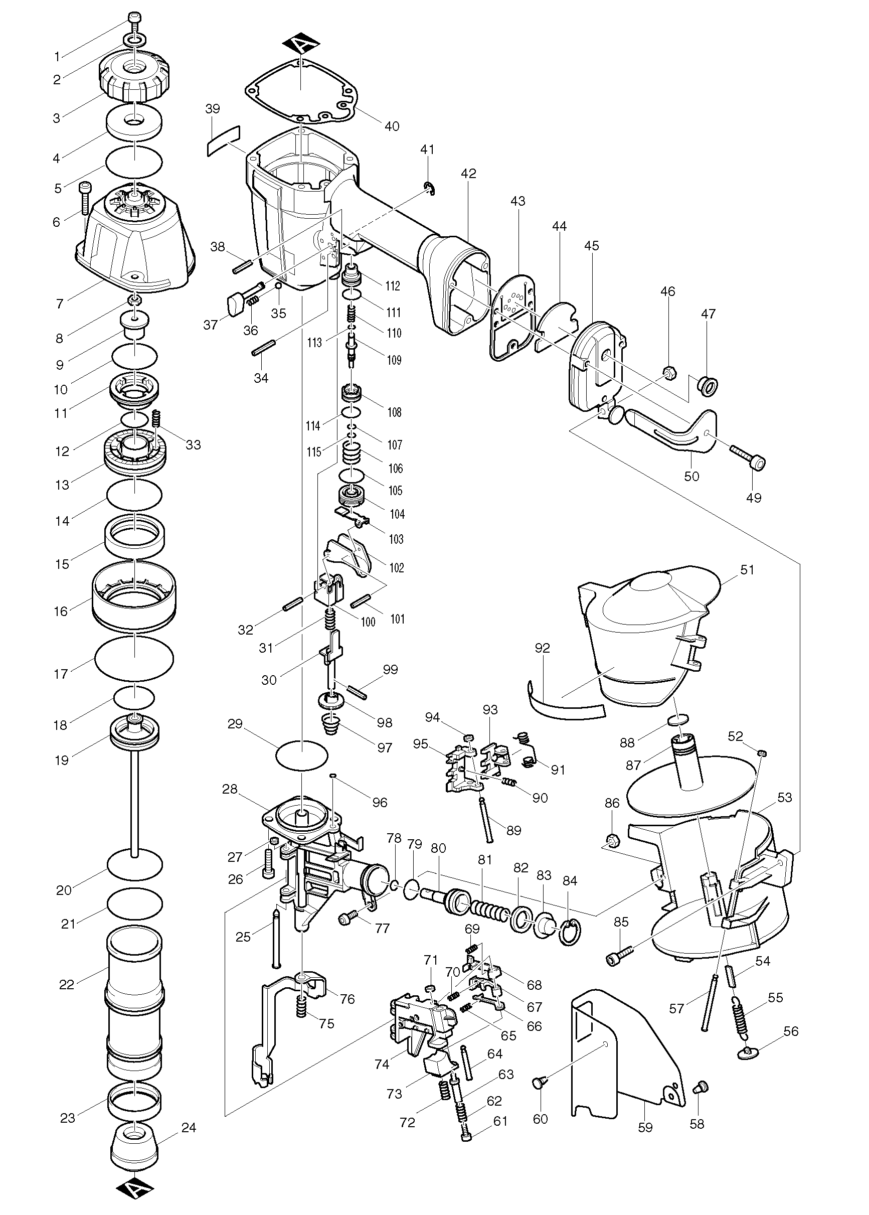 Makita AN611 parts diagram, sheet 1