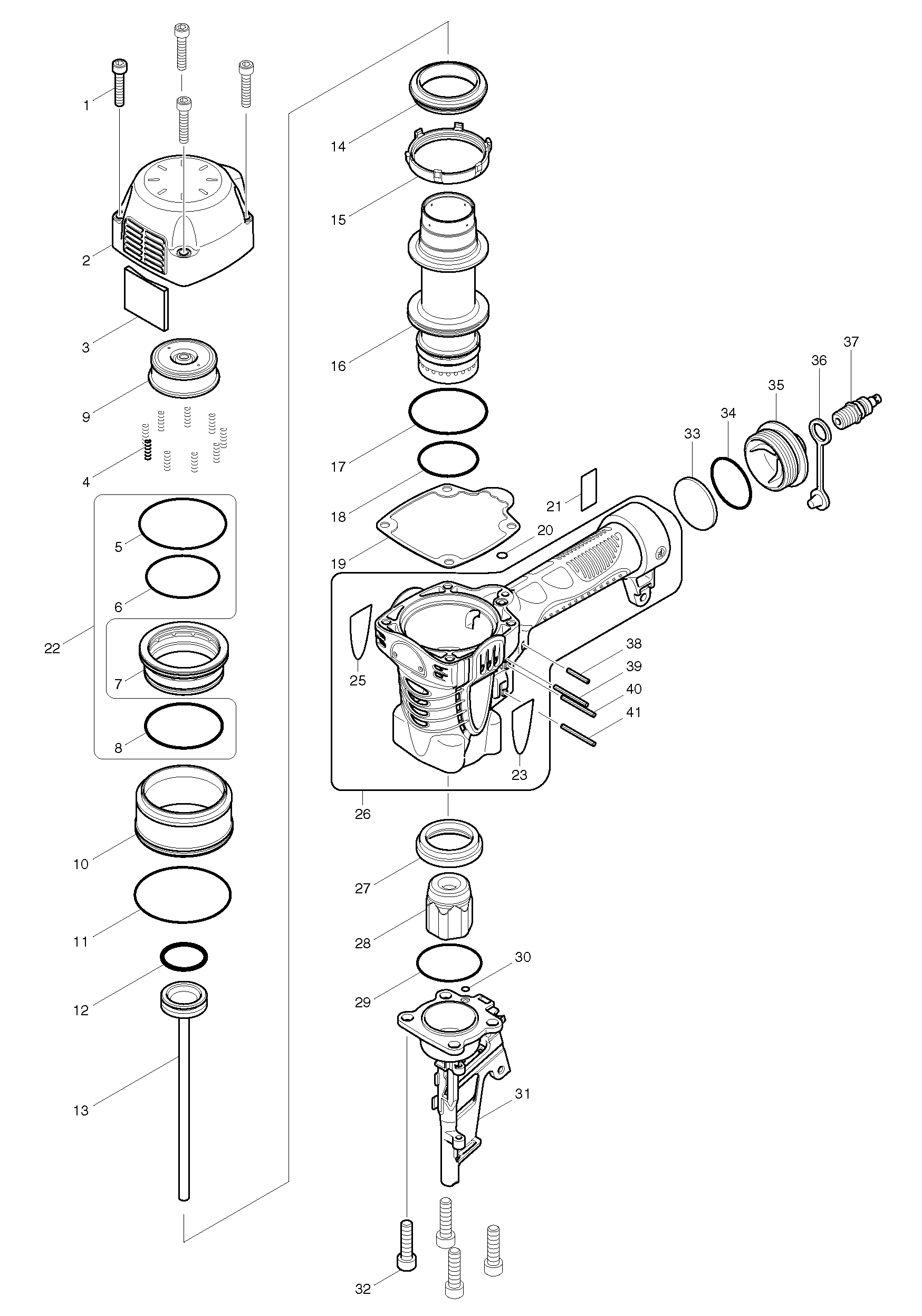 Makita AN911H parts diagram, sheet 1