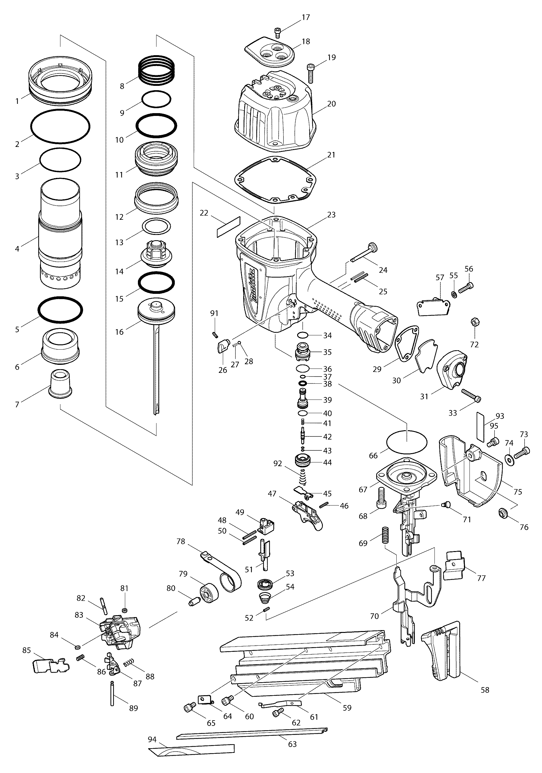 Makita AN943 parts diagram, sheet 1