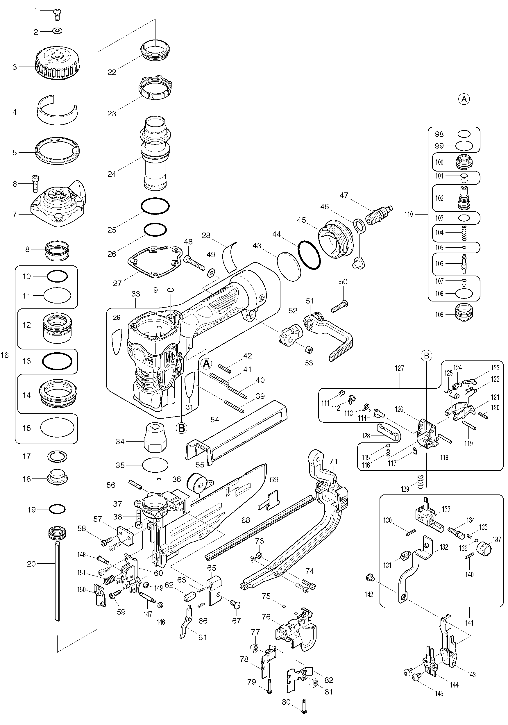 Makita AT450H parts diagram, sheet 1