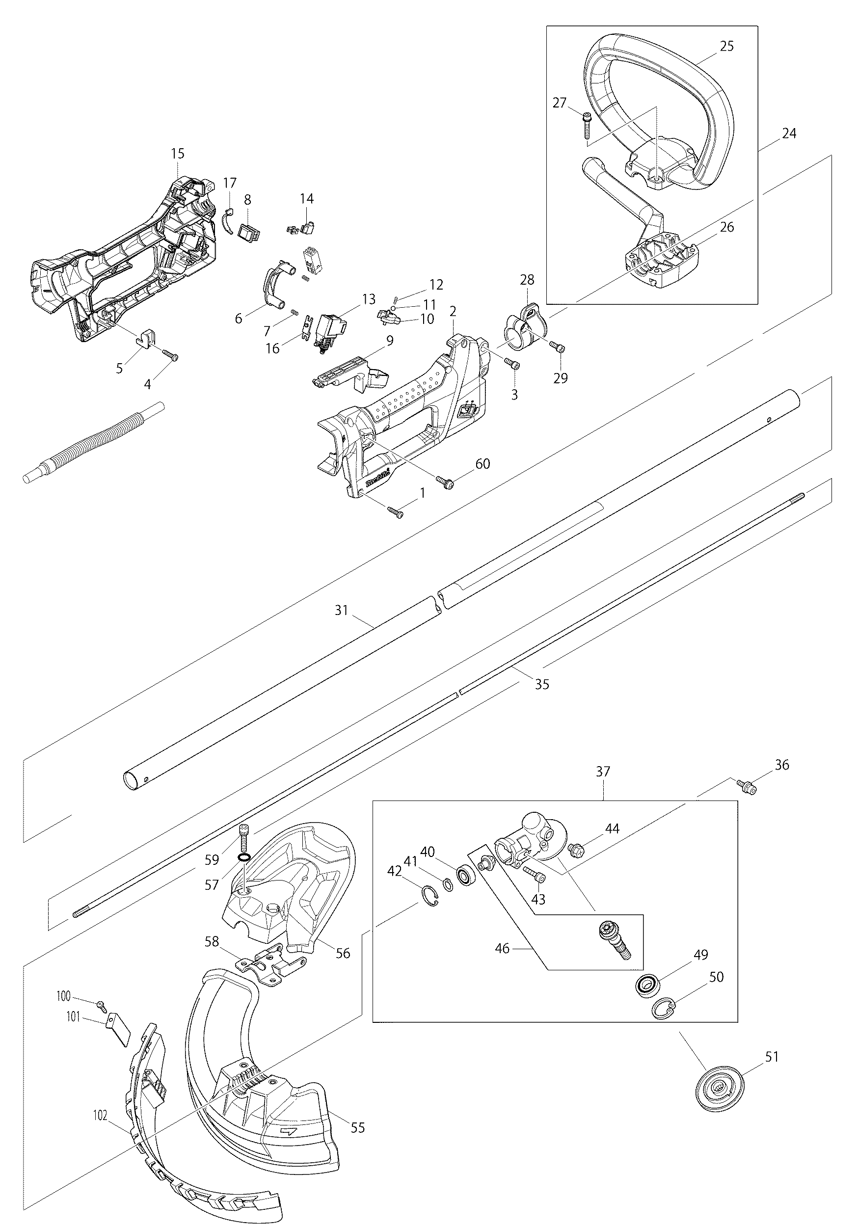 Makita BC300LD parts diagram, sheet 1