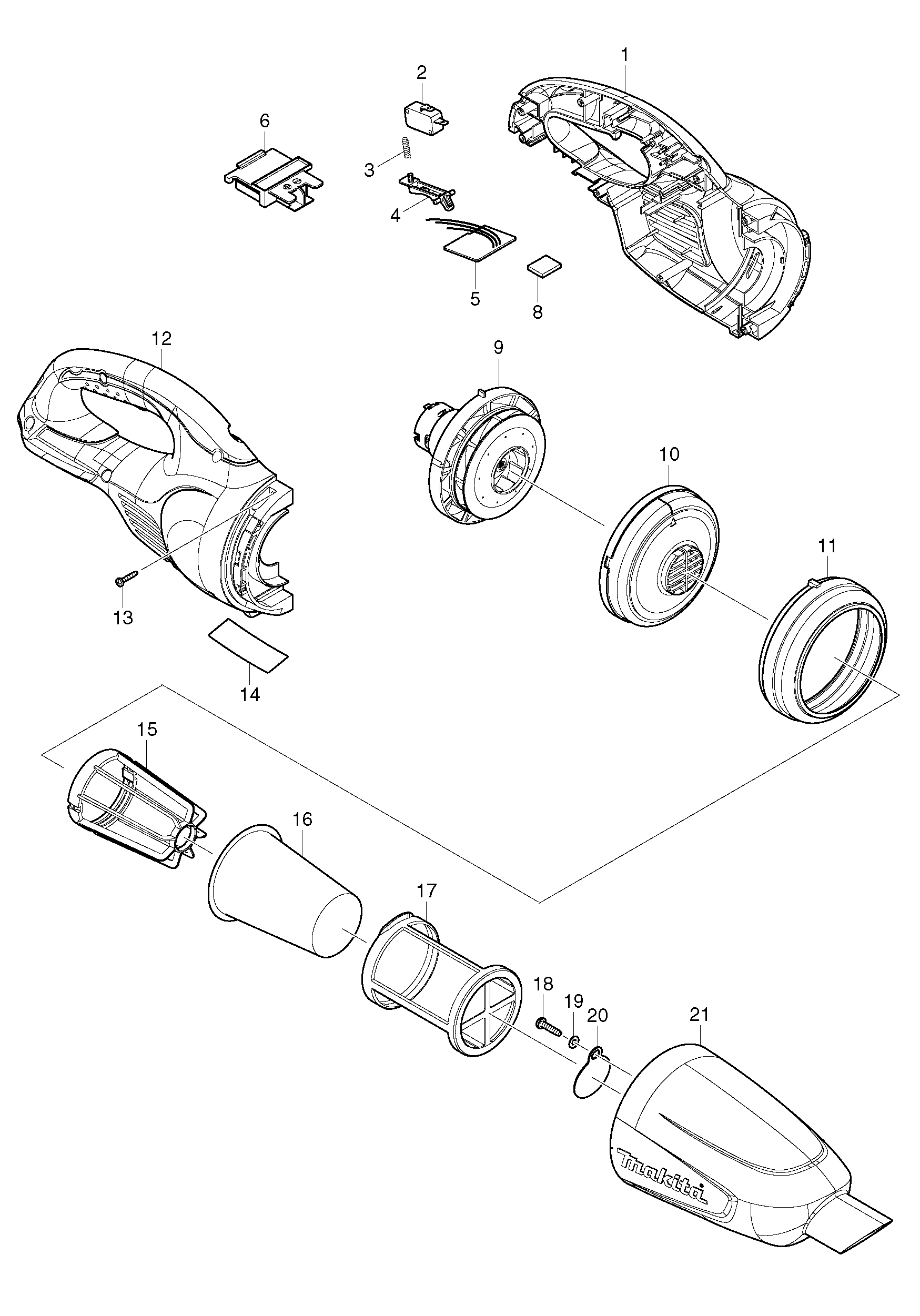 Makita BCL180 parts diagram, sheet 1