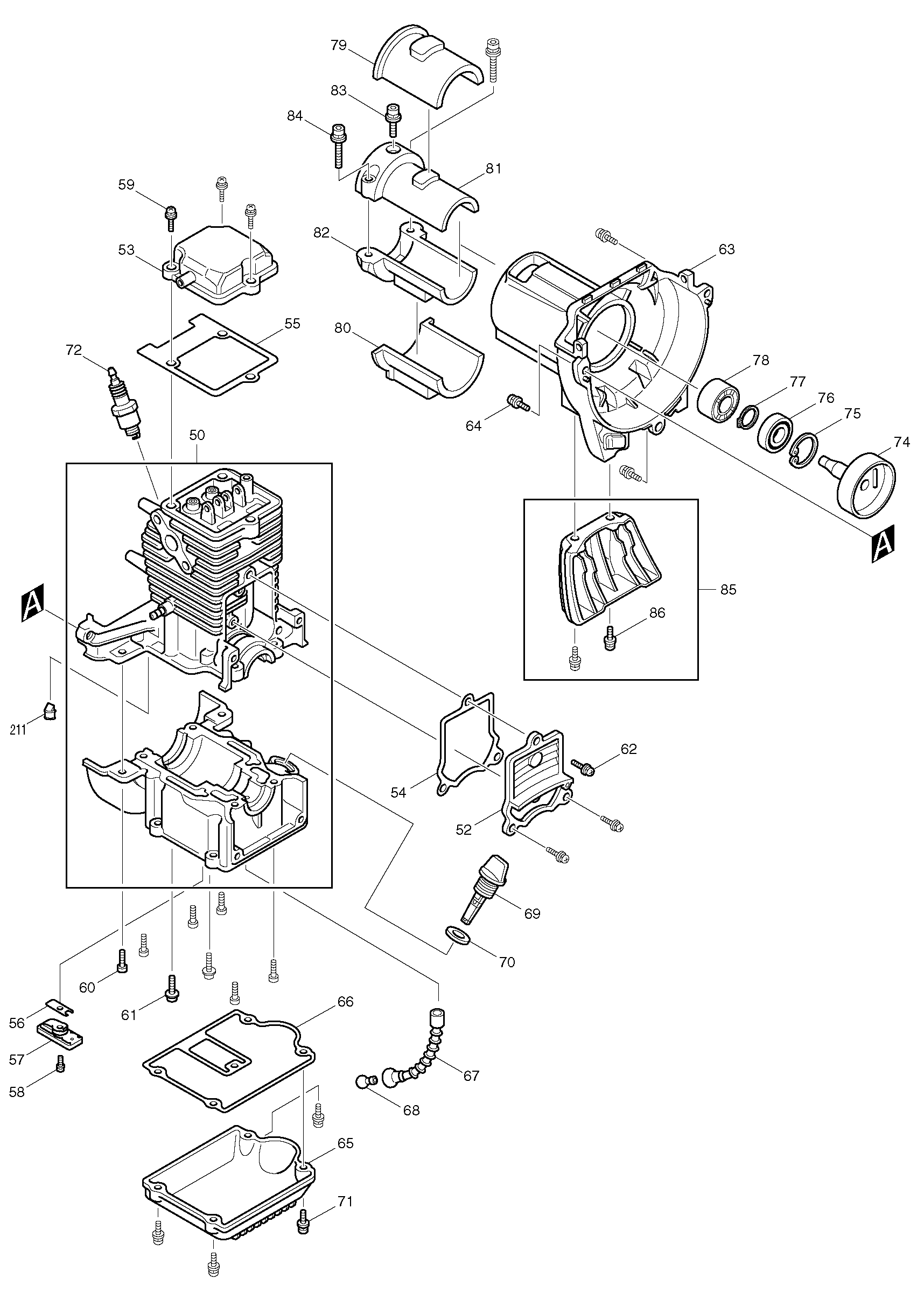 Makita BCX2510 parts diagram, sheet 1