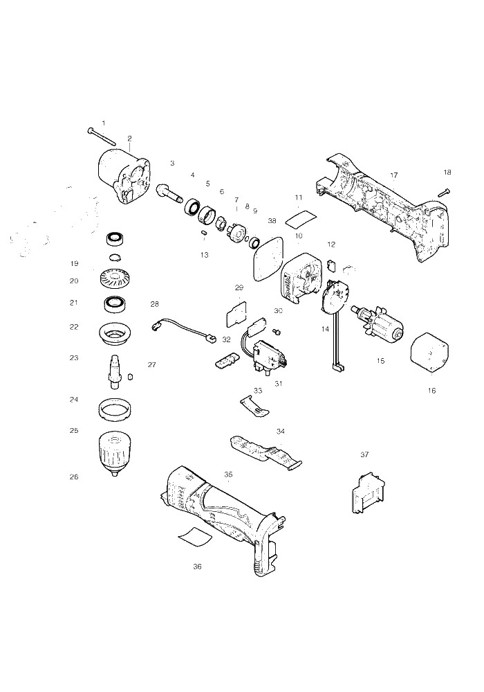 Makita BDA351 parts diagram, sheet 1