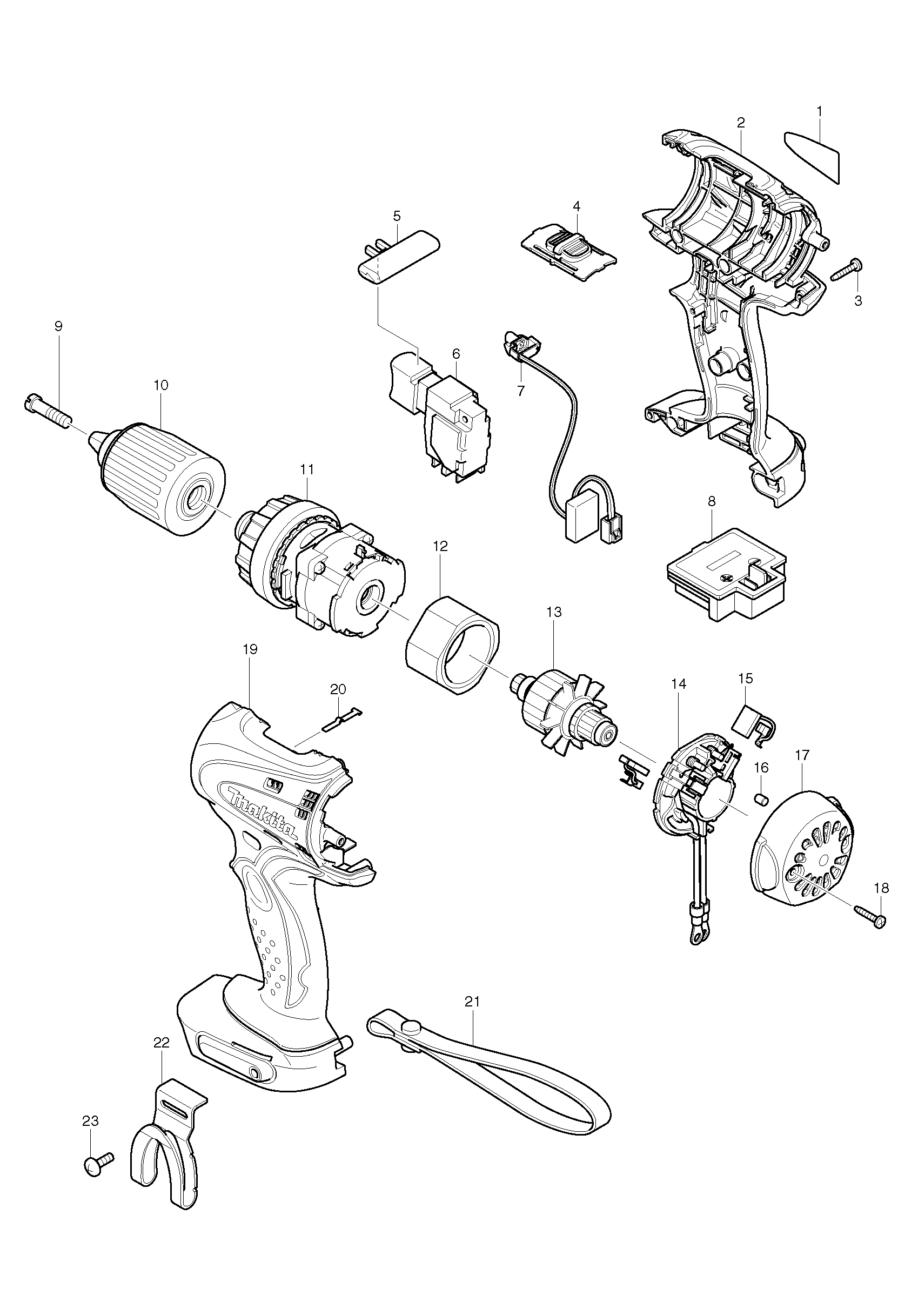 Makita BDF440 parts diagram, sheet 1
