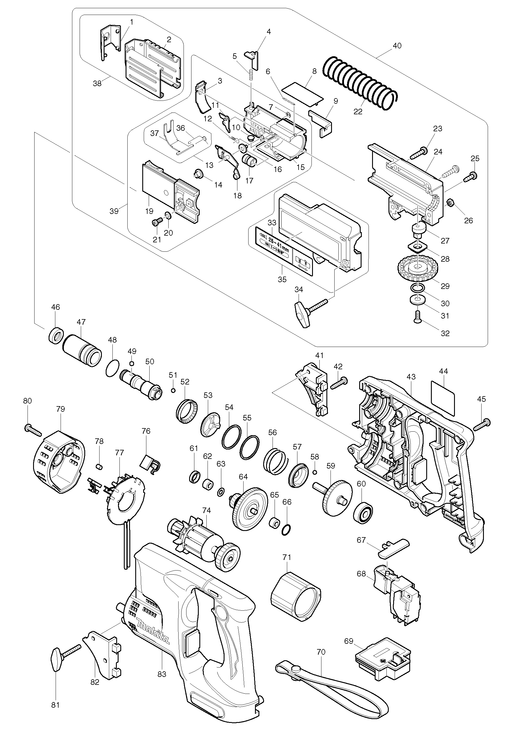 Makita BFR440 parts diagram, sheet 1