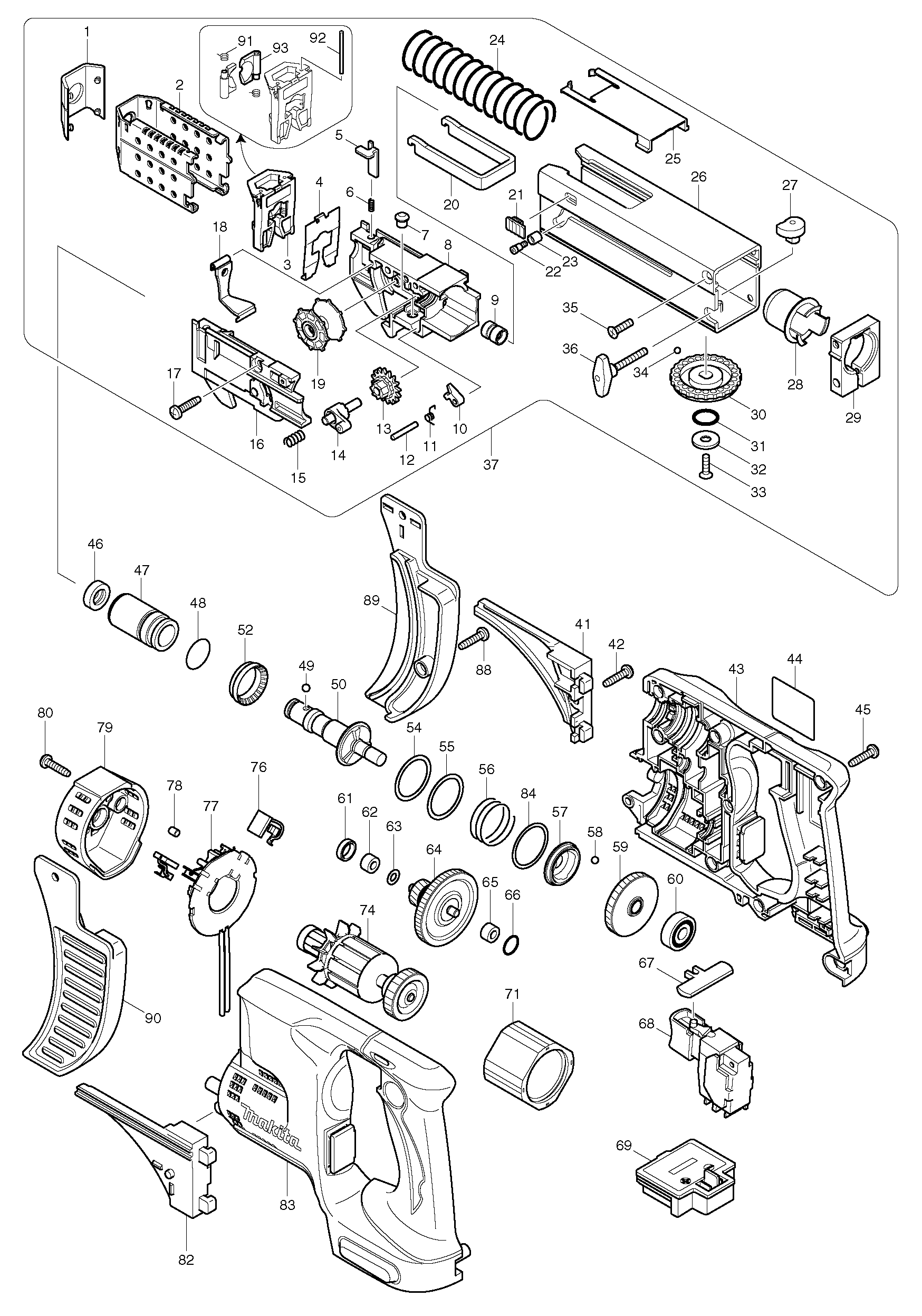 Makita BFR540 parts diagram, sheet 1