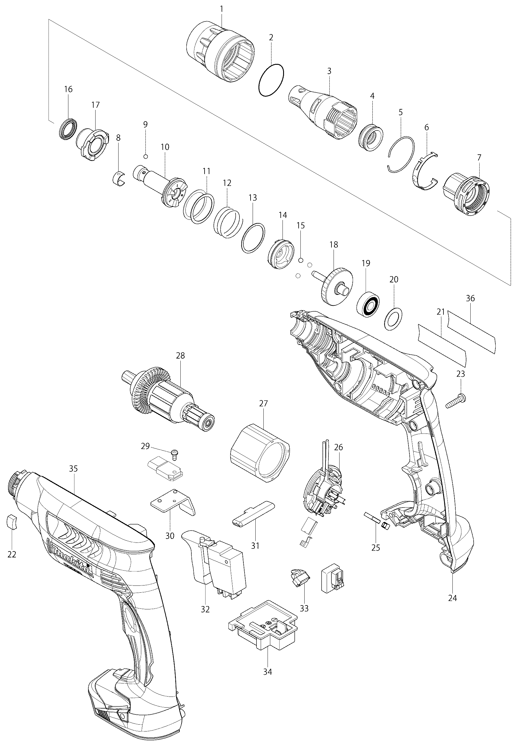Makita BFS441 parts diagram, sheet 1