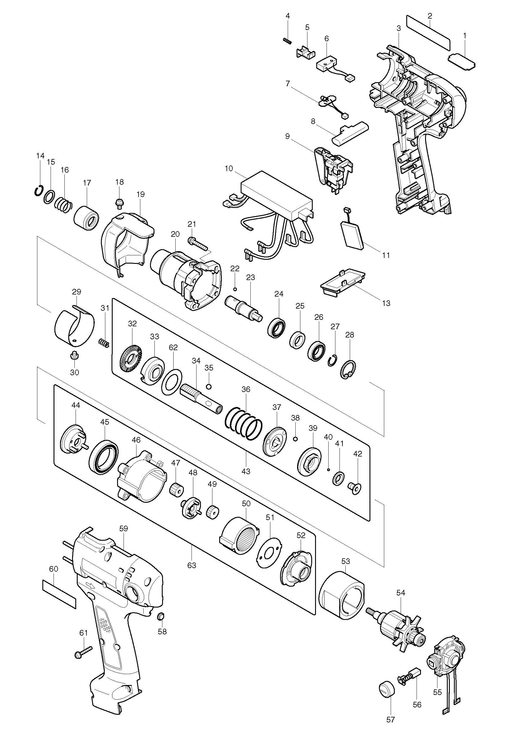 Makita BFT020F parts diagram, sheet 1