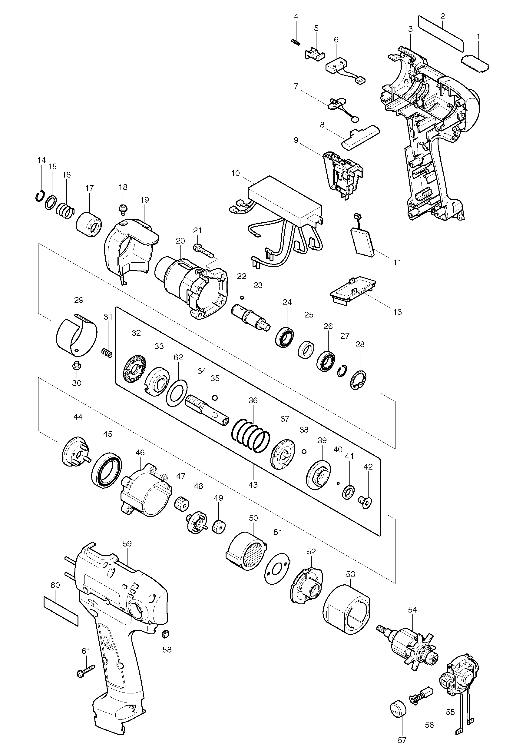Makita BFT080F parts diagram, sheet 1