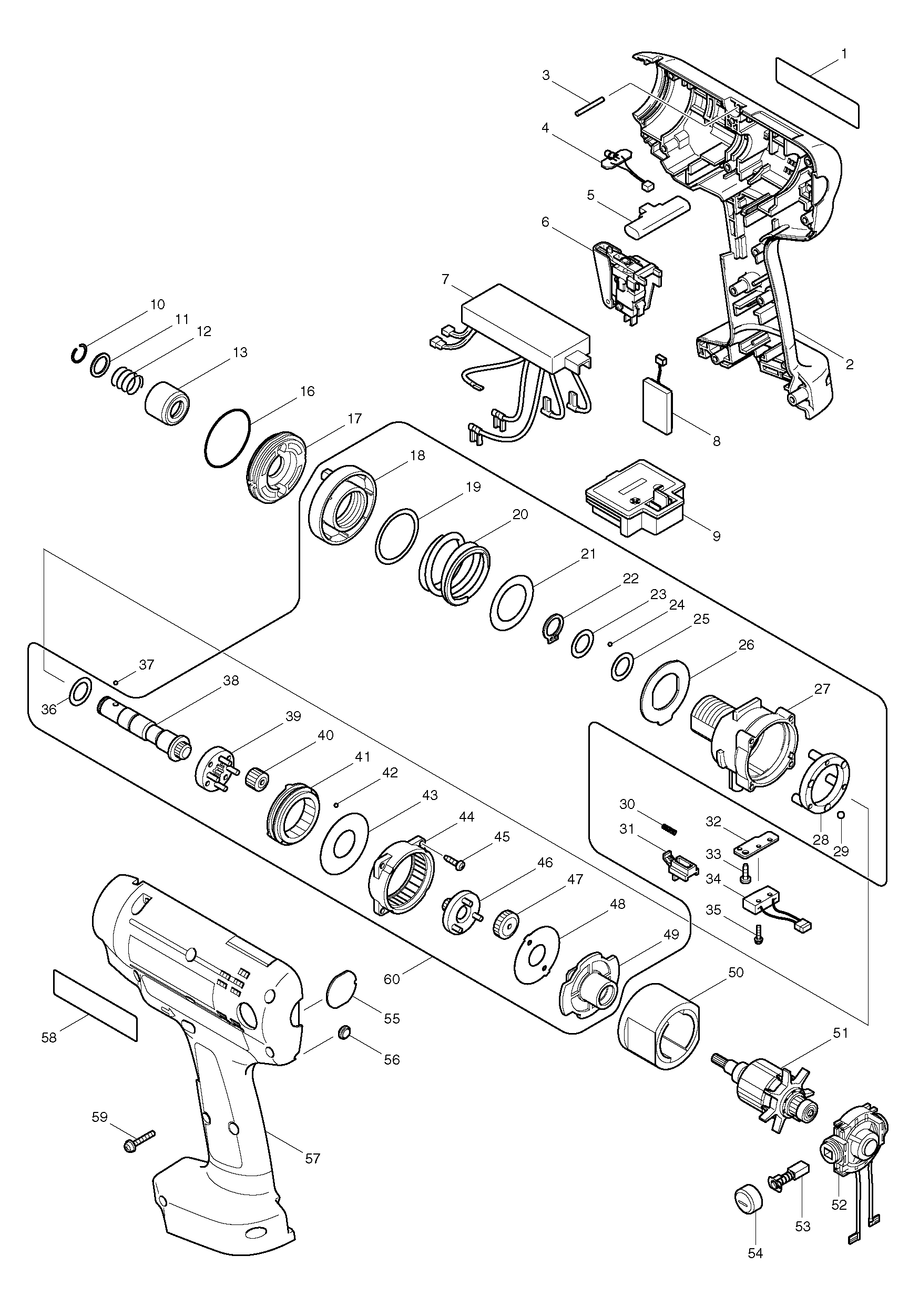 Makita BFT121F parts diagram, sheet 1