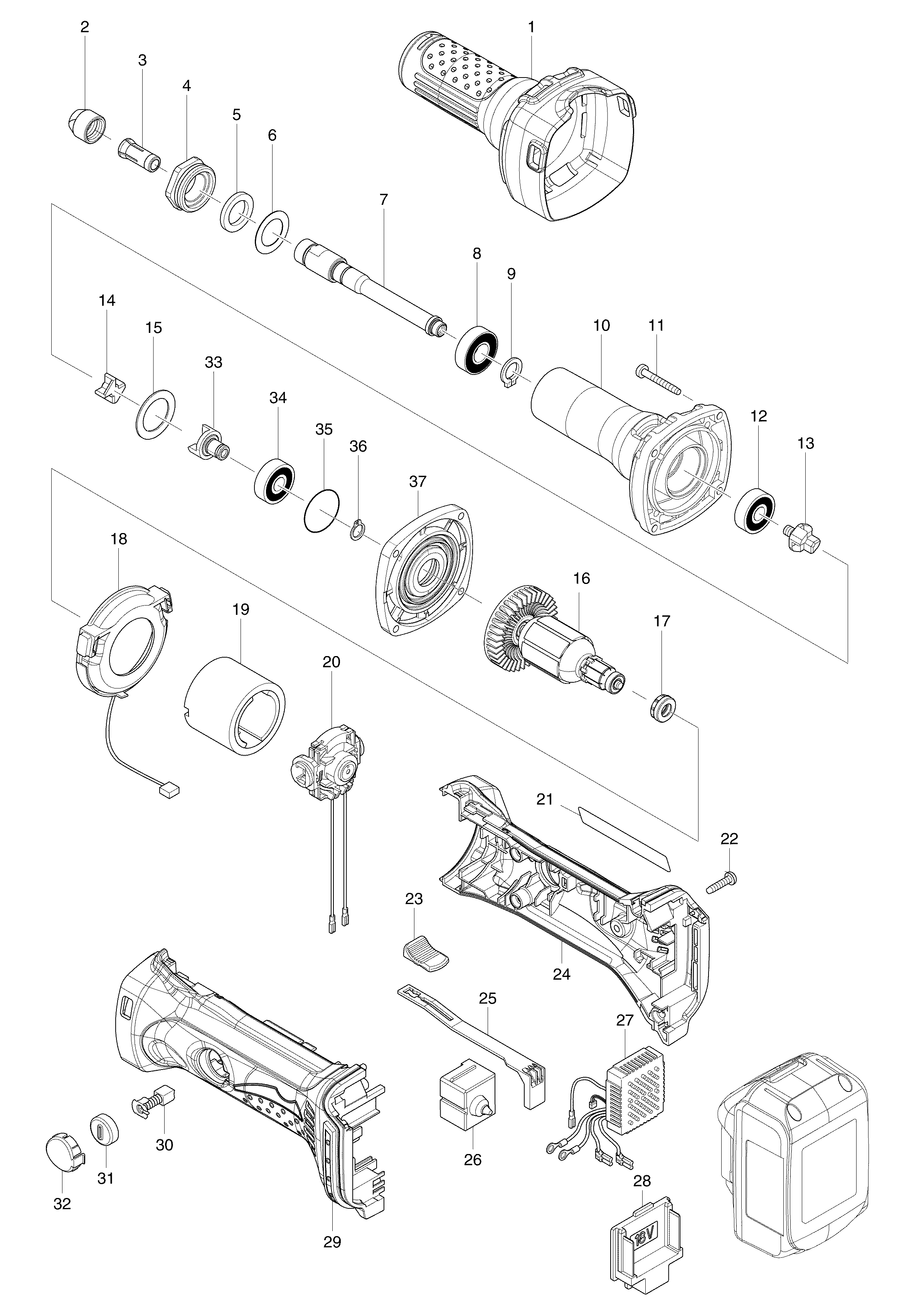Makita BGD800 parts diagram, sheet 1