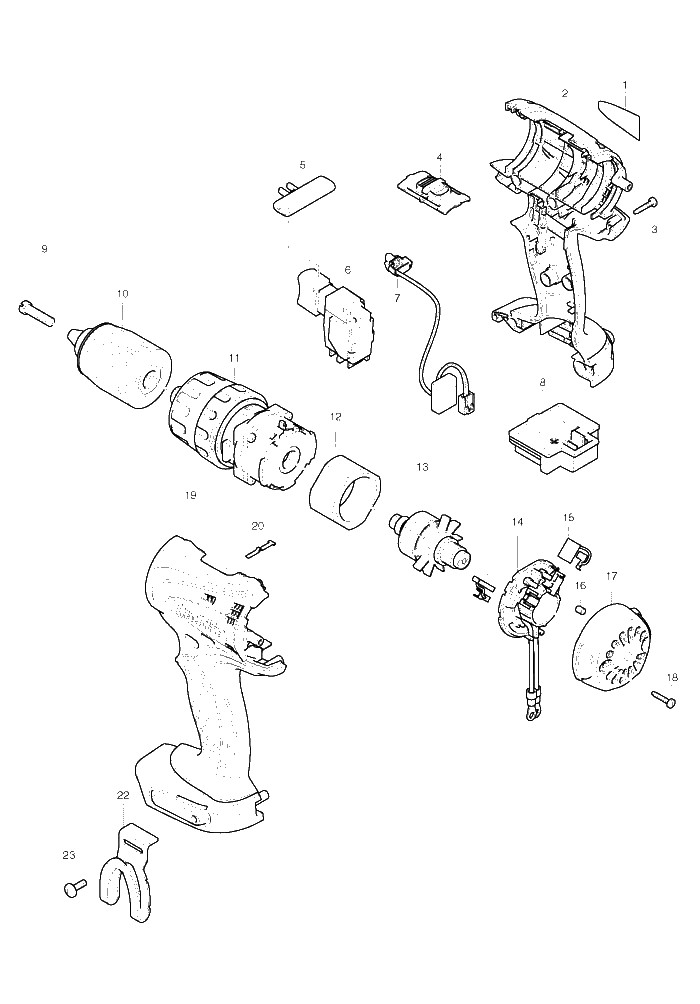 Makita BHP450 parts diagram, sheet 1