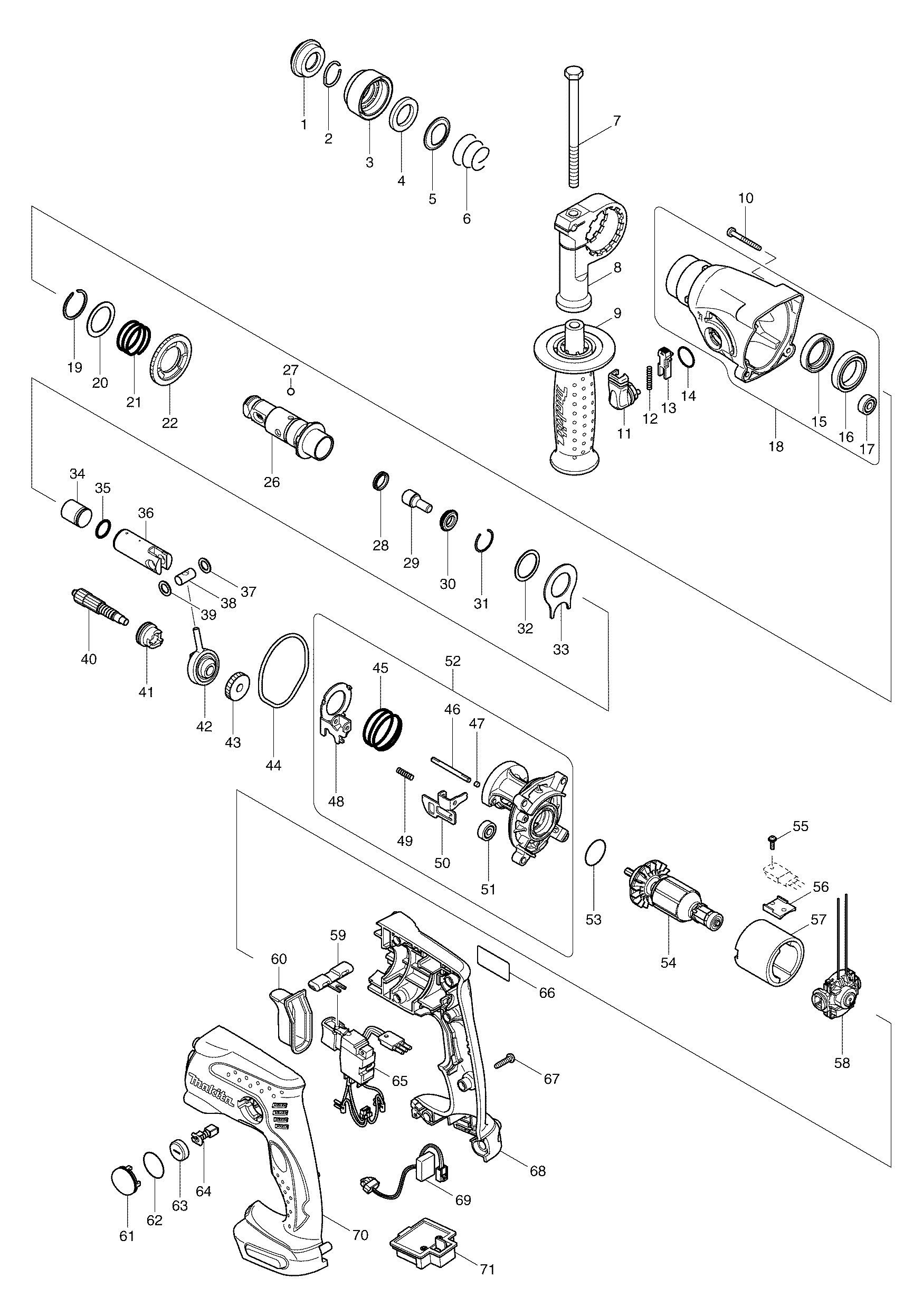 Makita BHR162 parts diagram, sheet 1