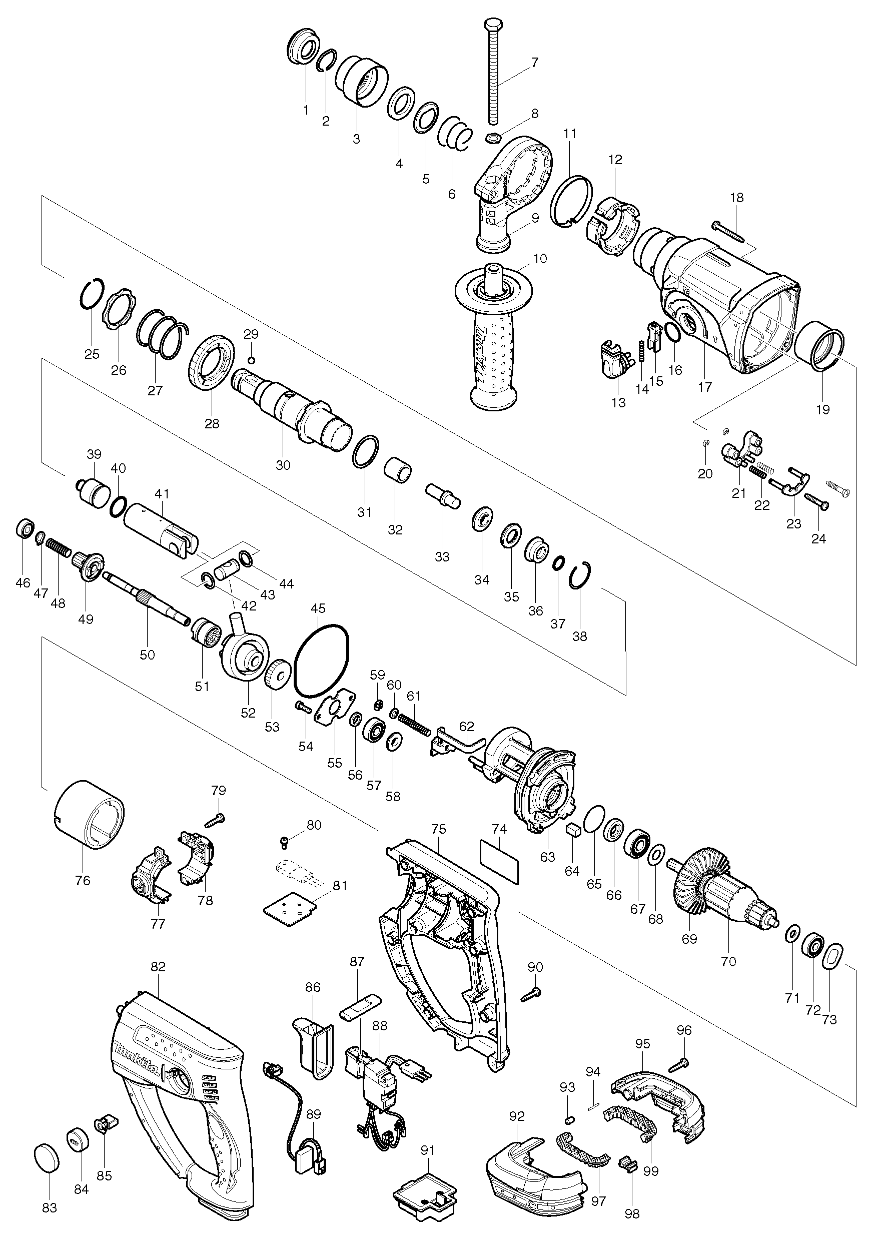 Makita BHR202 parts diagram, sheet 1