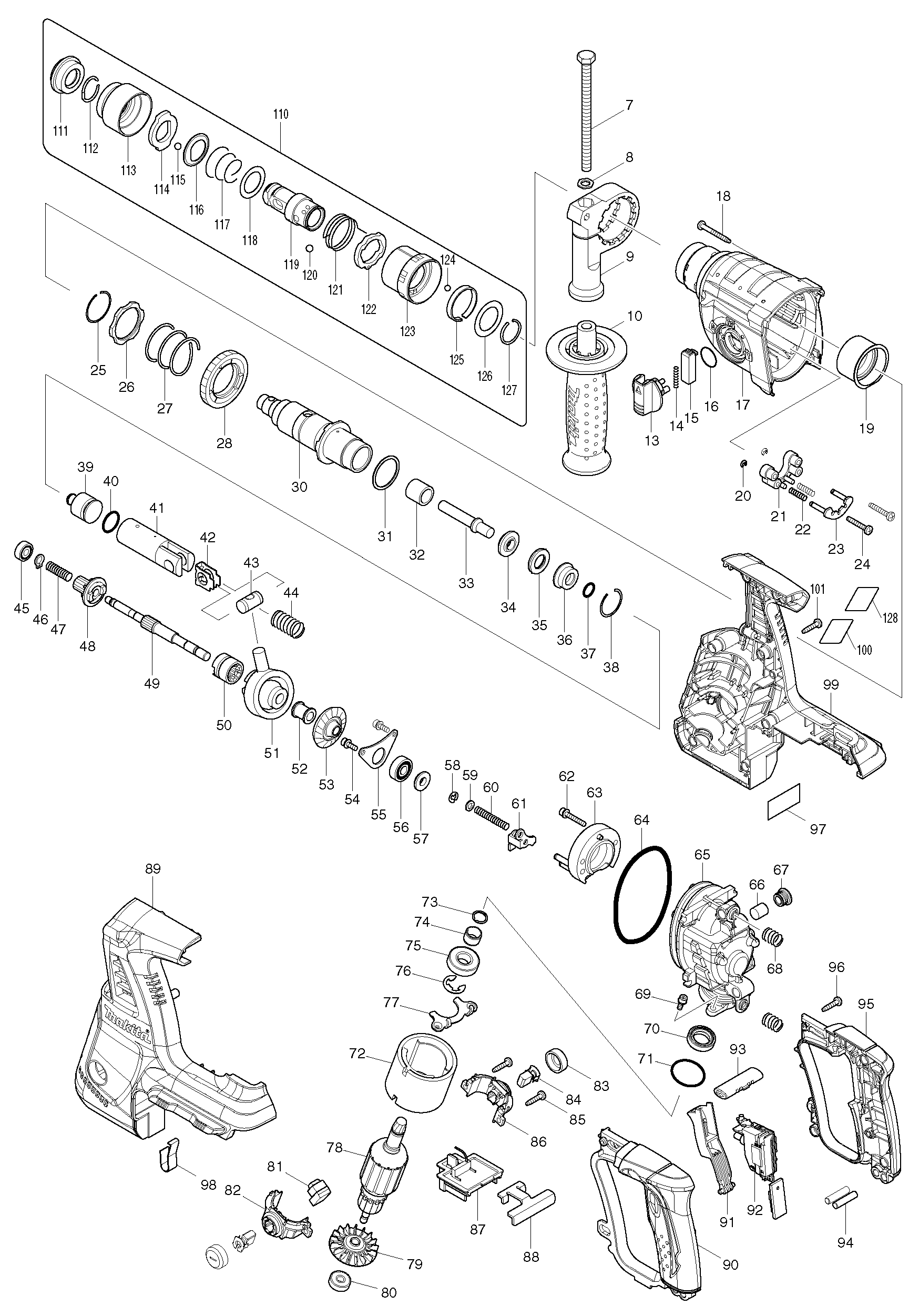 Makita BHR261T parts diagram, sheet 1