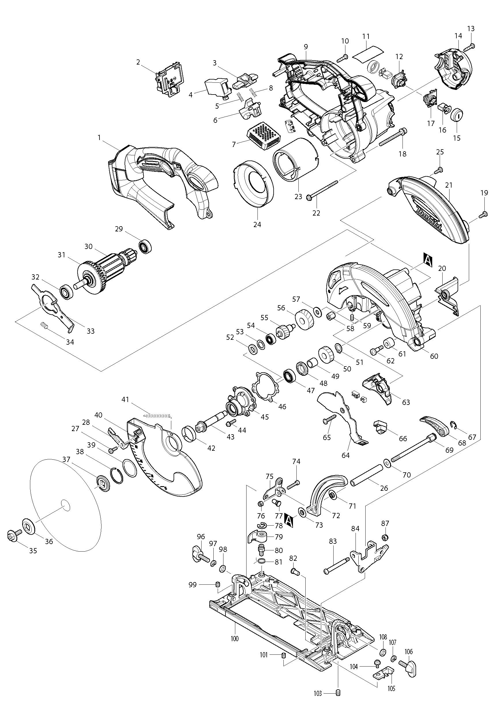 Makita BHS630 parts diagram, sheet 1
