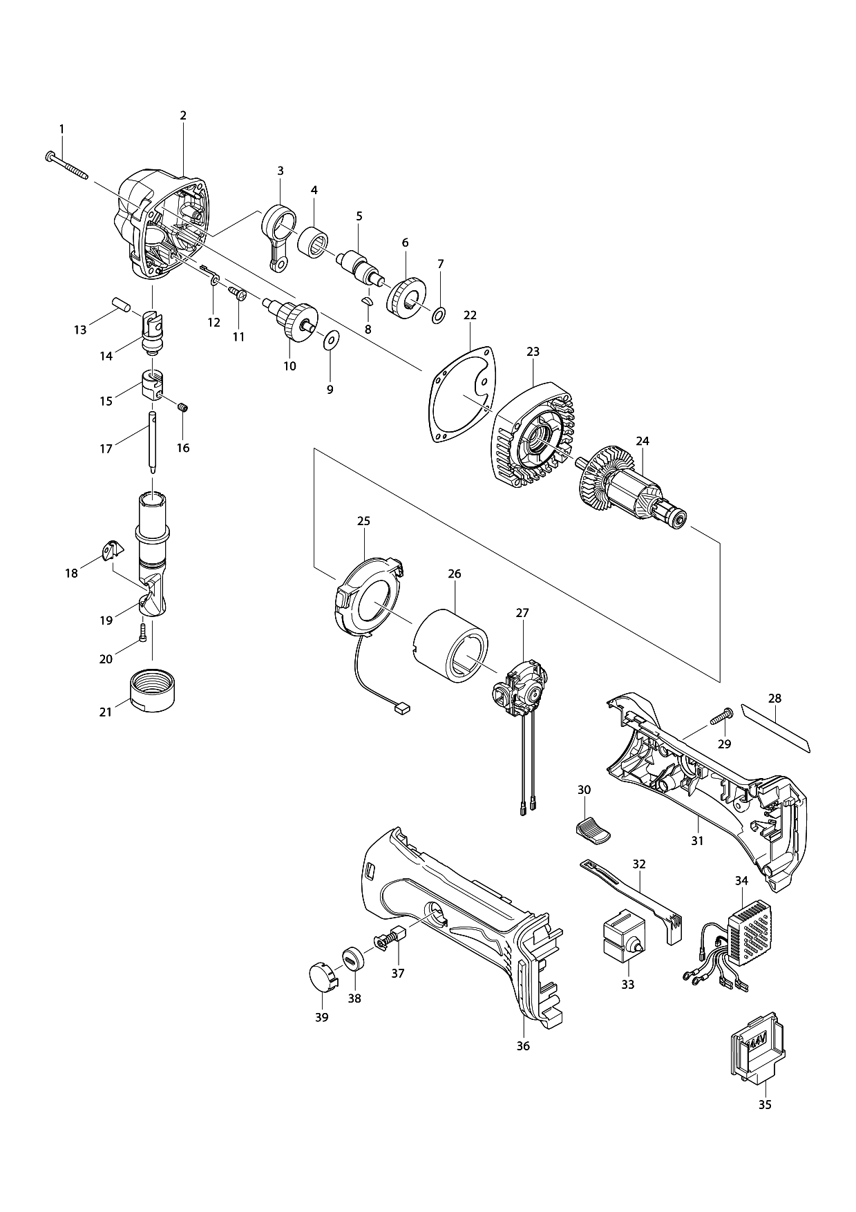 Makita BJN160 parts diagram, sheet 1