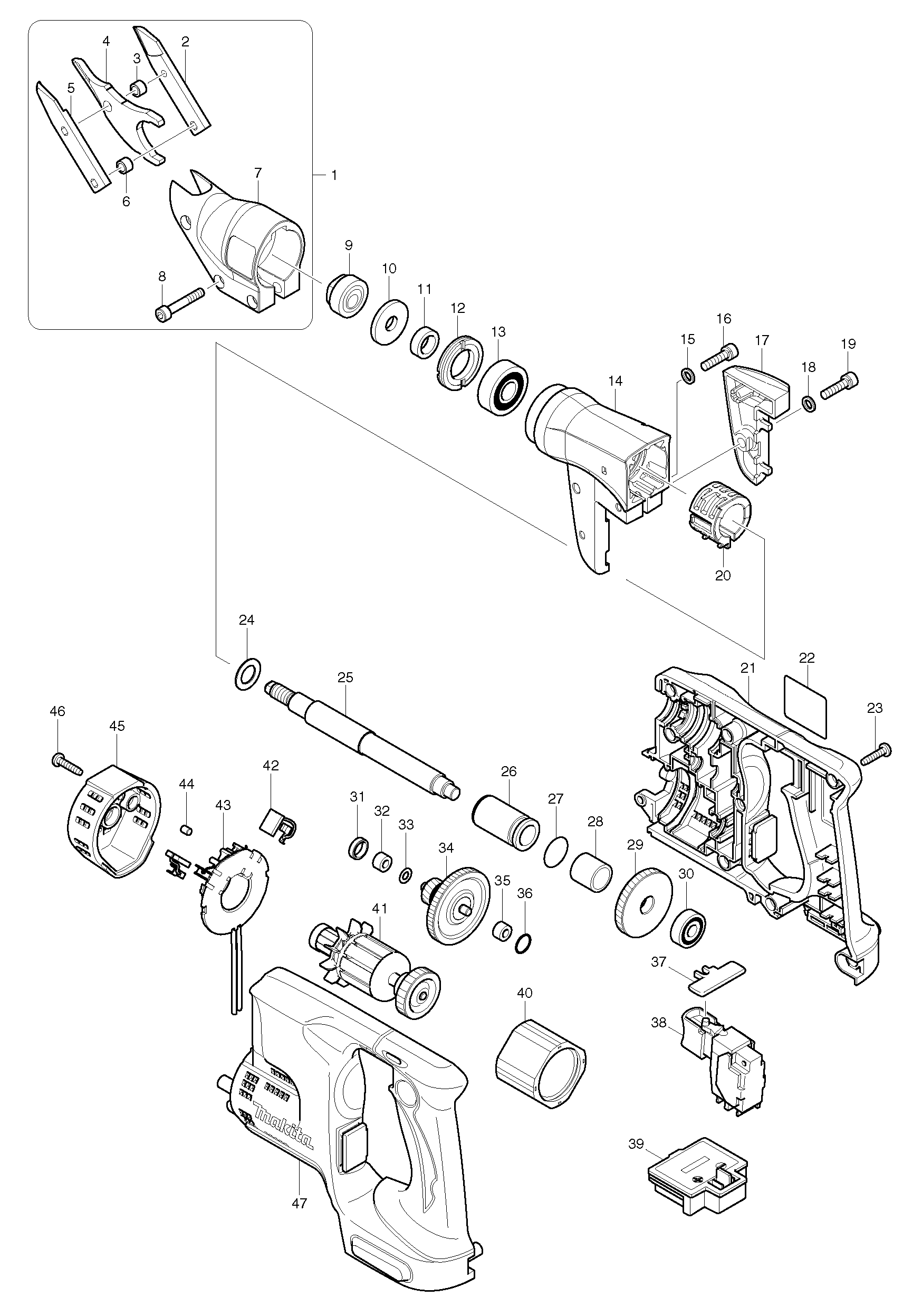 Makita BJS130 parts diagram, sheet 1