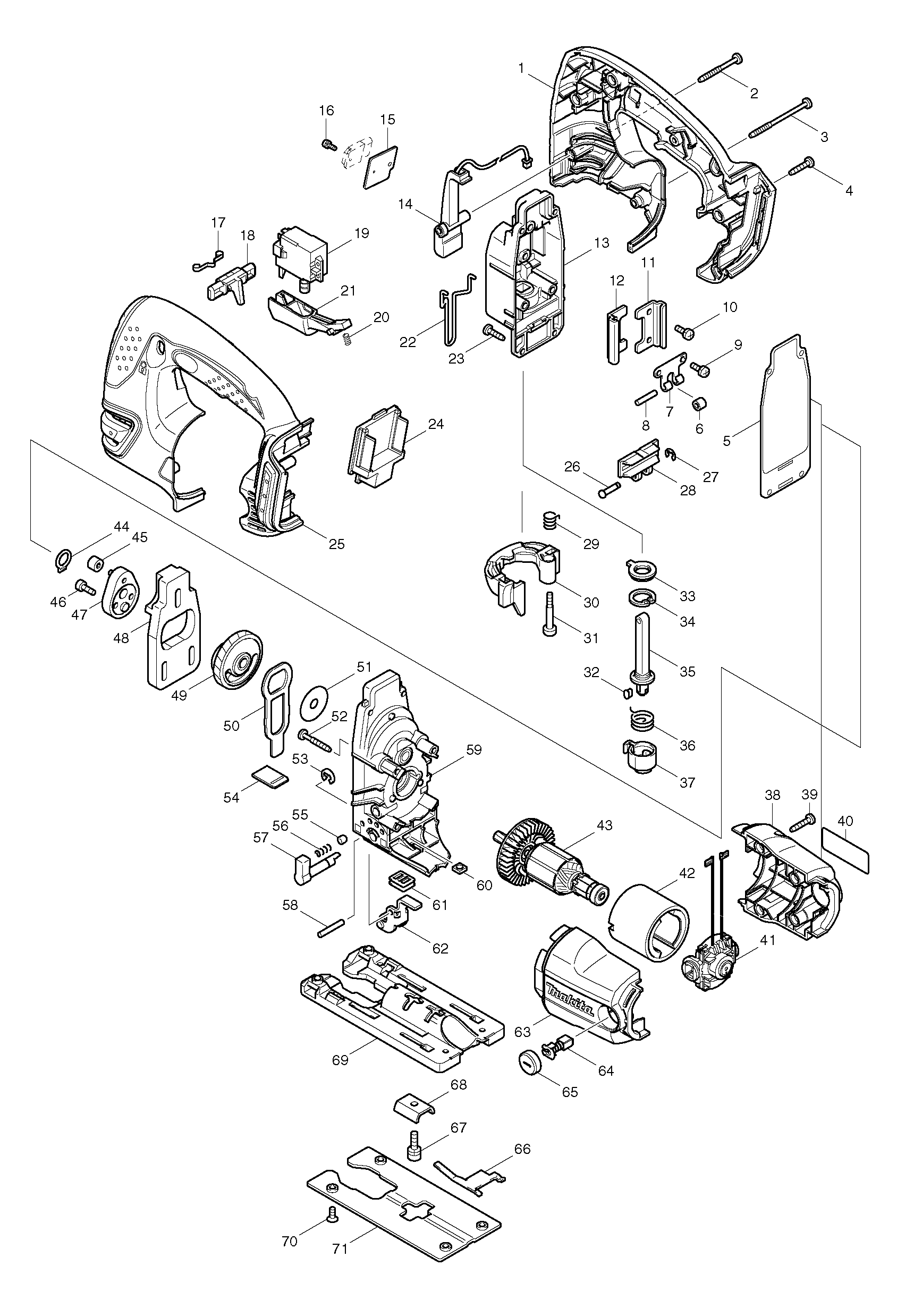 Makita BJV180 parts diagram, sheet 1