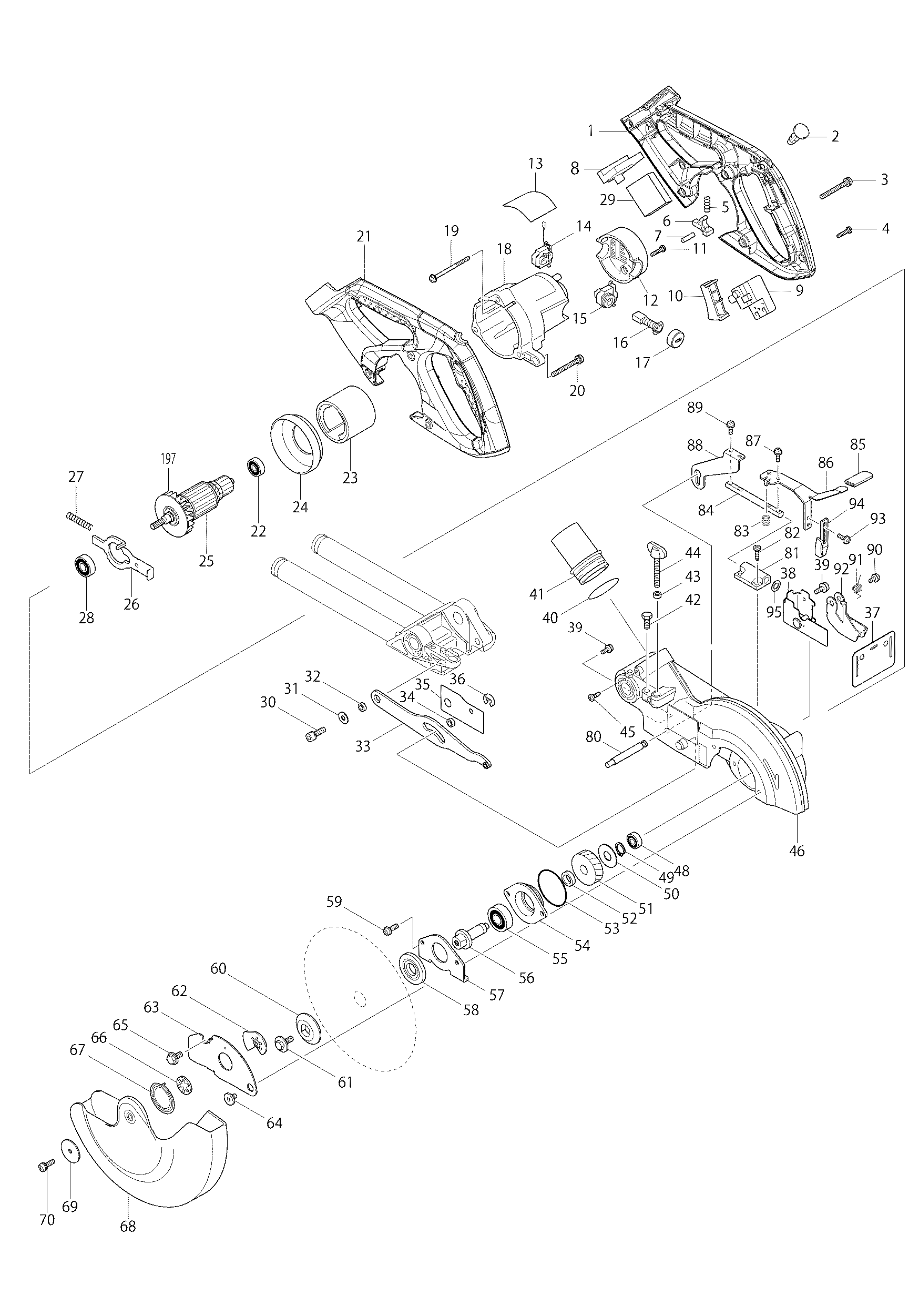 Makita BLS713 parts diagram, sheet 1