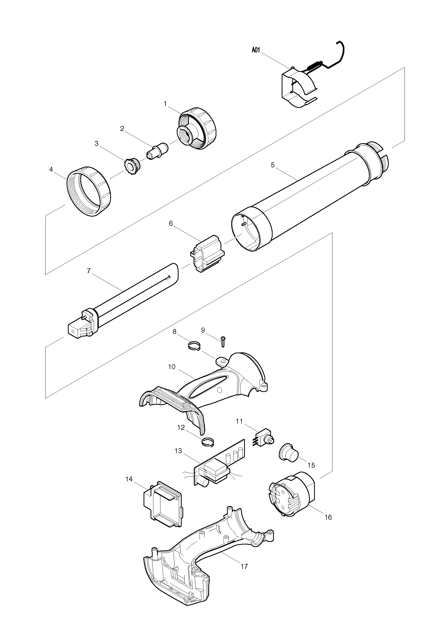 Makita BML184 parts diagram, sheet 1
