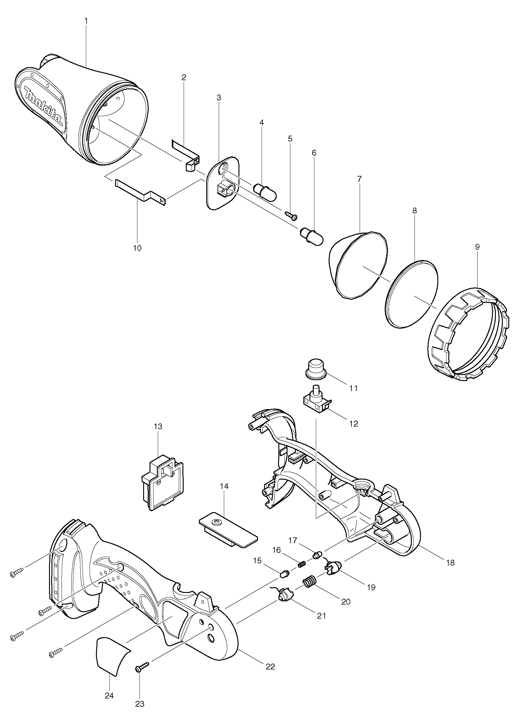 Makita BML185 parts diagram, sheet 1