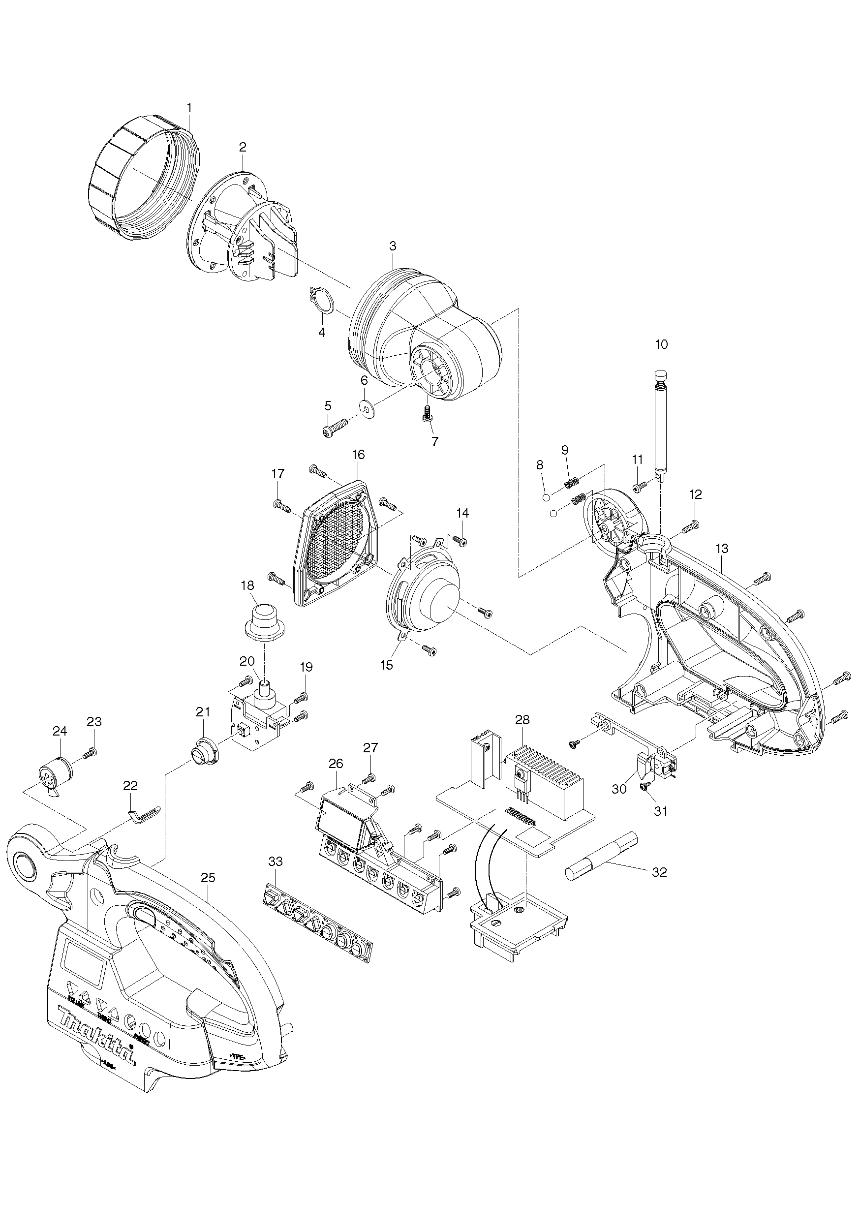 Makita BMR050 parts diagram, sheet 1