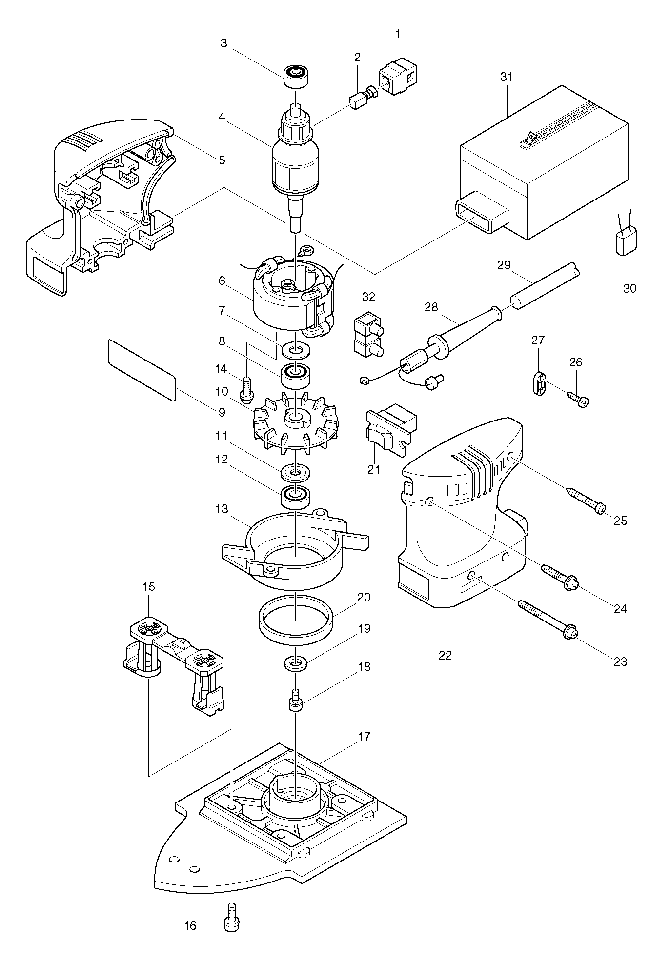 Makita BO4561 parts diagram, sheet 1