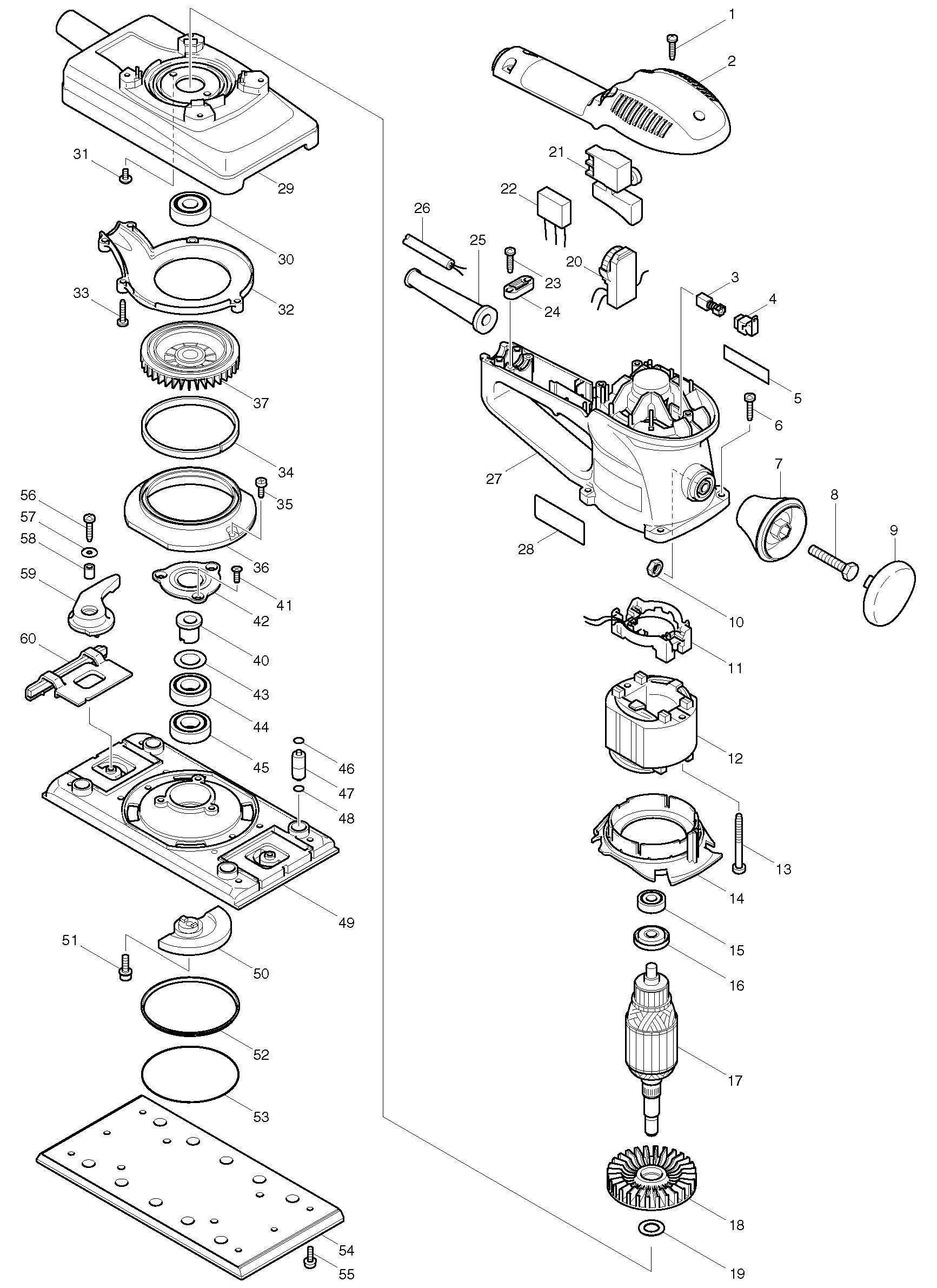 Makita BO4900V parts diagram, sheet 1