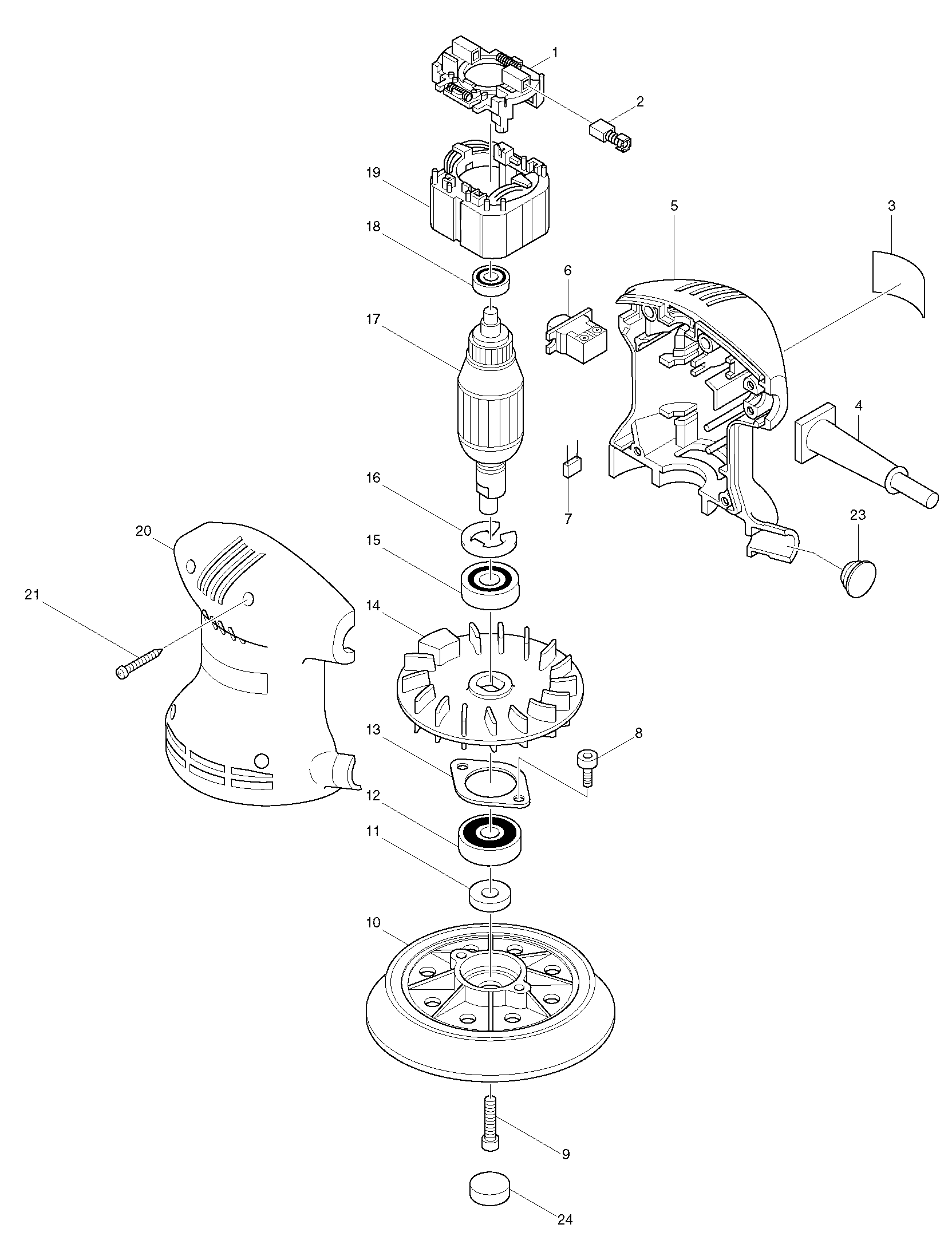 Makita BO5000 parts diagram, sheet 1